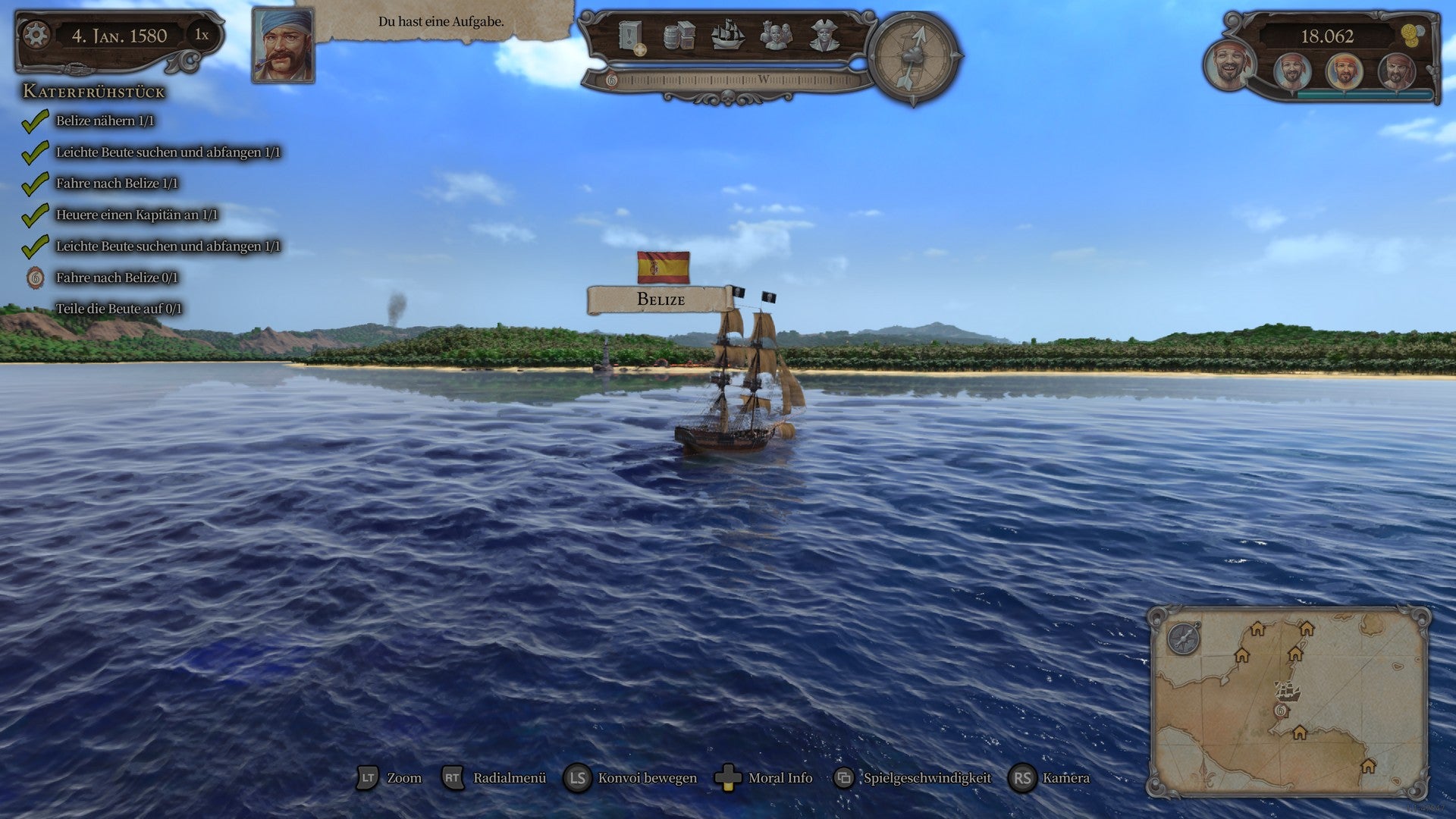 Ein Schiff auf dem Meer in Tortuga: A Pirate's Tale.