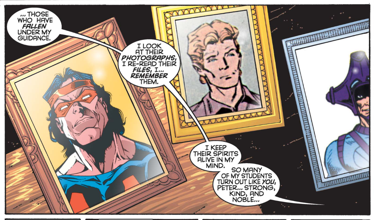 A cropped comics panel featuring three portraits in three different art stules