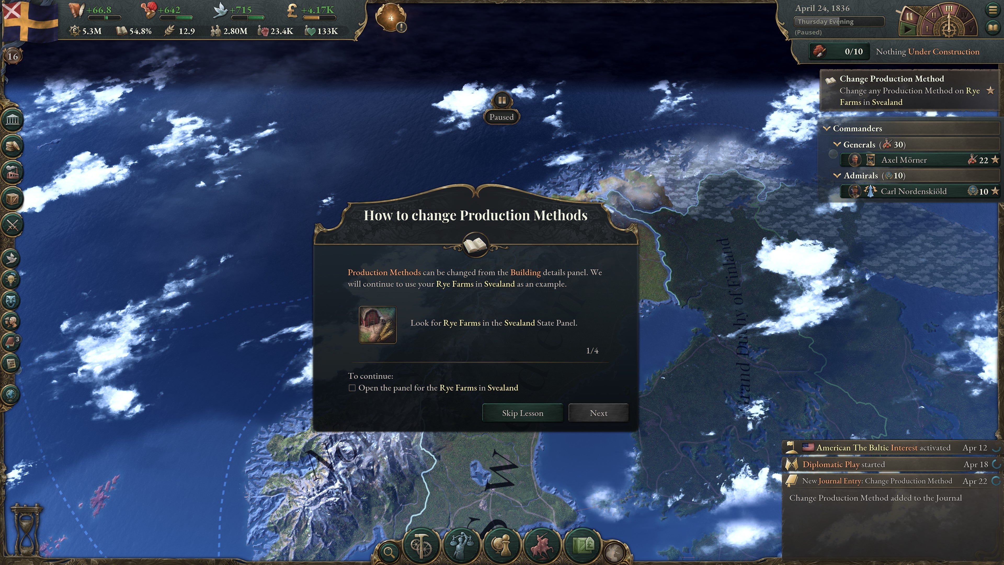 Victoria 3 review - A tooltip explaining how to change Production Methods