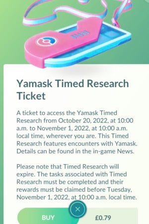 Pok mon Go Yamask Timed Research quest tasks and rewards - 36