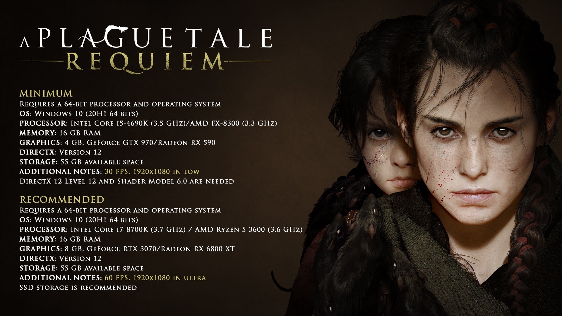 Image for HW nároky A Plague Tale: Requiem a Dead Space Remake