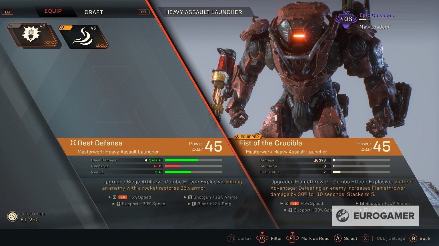 Anthem Masterwork and Legendary gear explained   Masterwork and Legendaries list and how to farm the best weapons and gear - 55