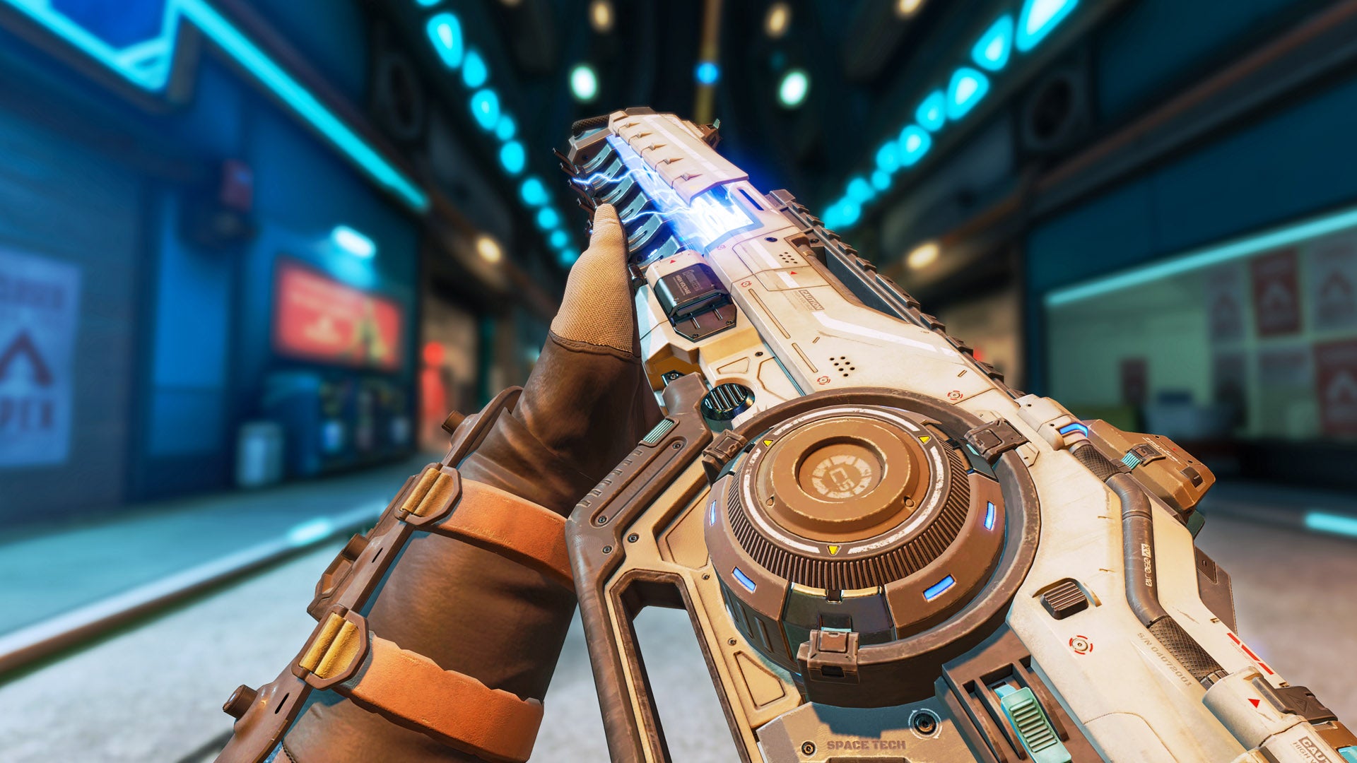 Apex Legends, official Respawn art of the new Nemesis Burst AR energy weapon.