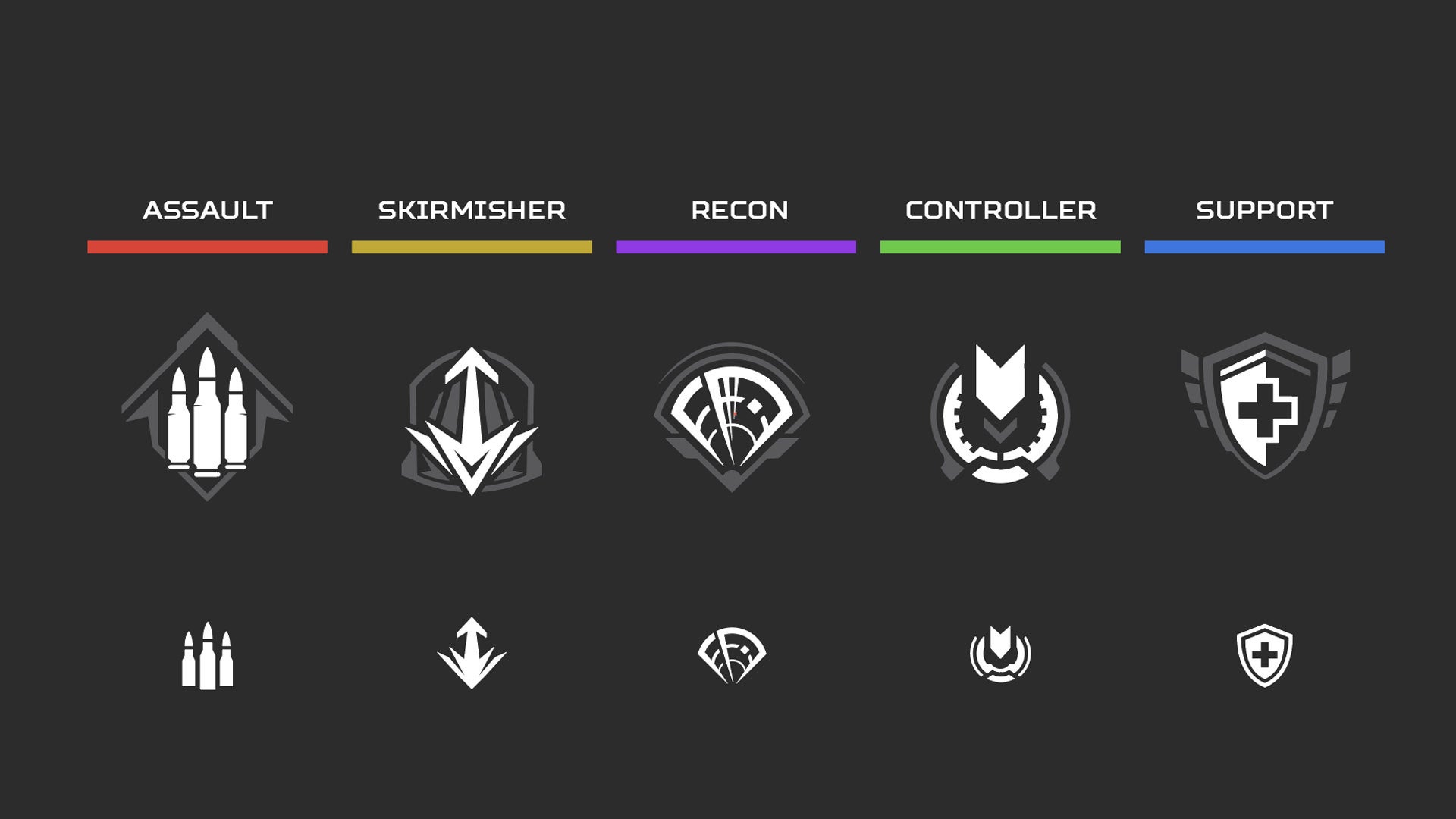 Apex Legends, official Respawn artwork of the new class system icons.