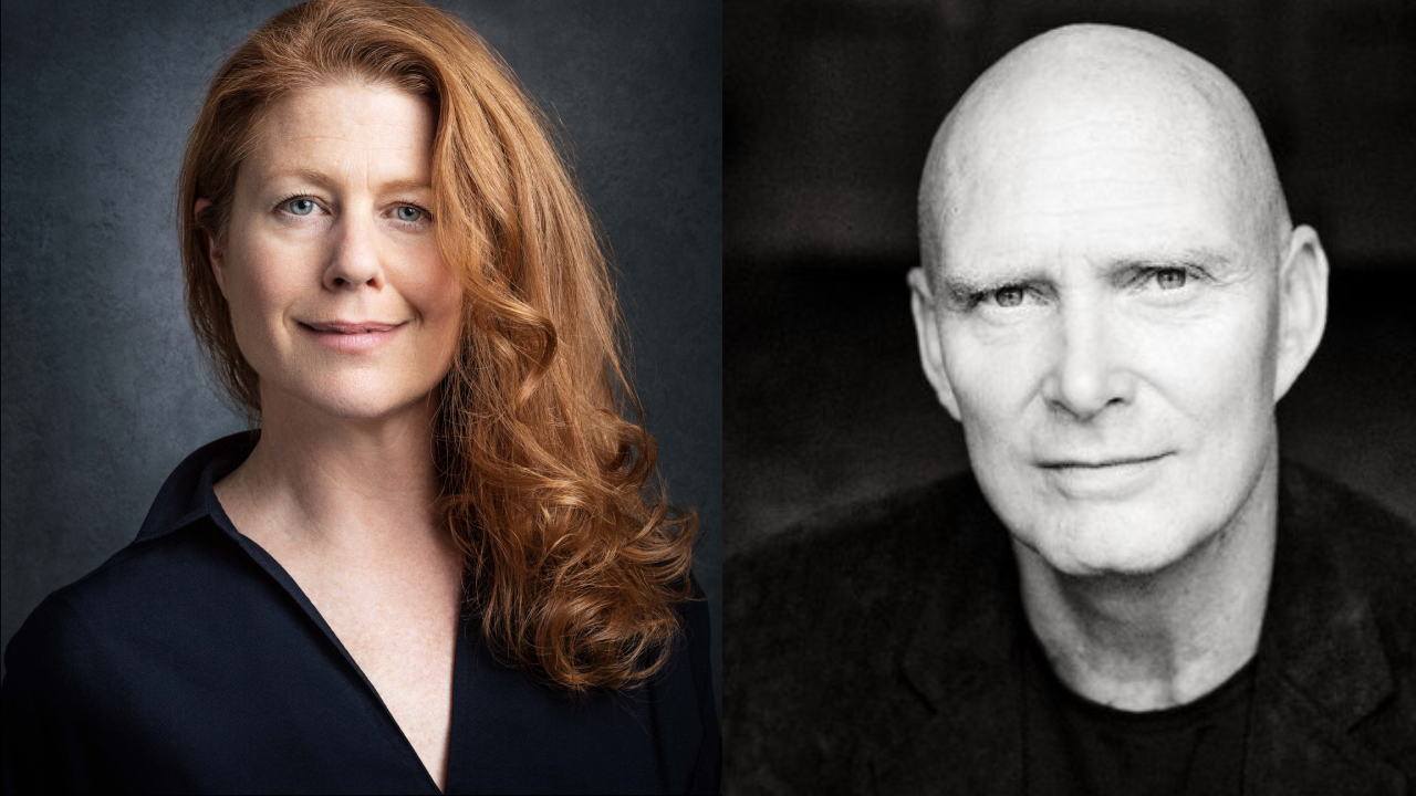 Headshots of actors Jane Perry and David Bateson