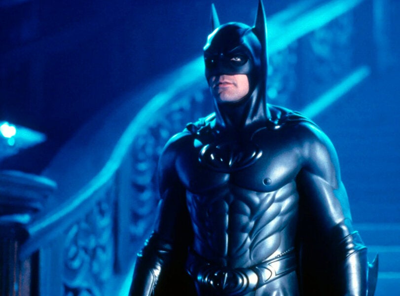 George Clooney wearing Batman suit in Batman & Robin