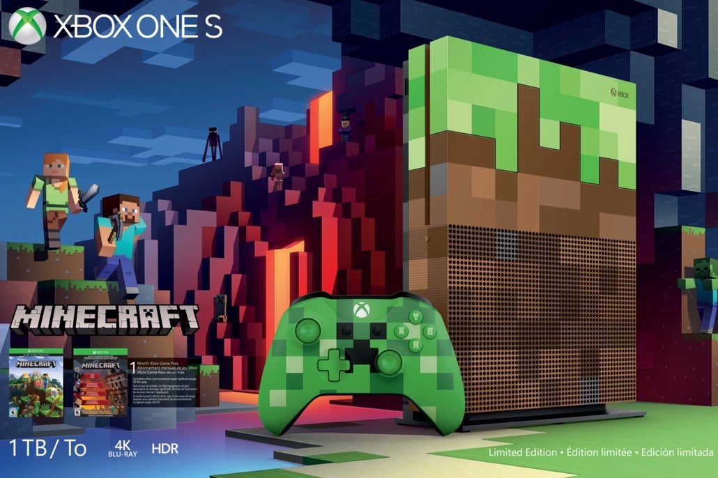 Image for Behold the Minecraft grass block-themed Xbox One S