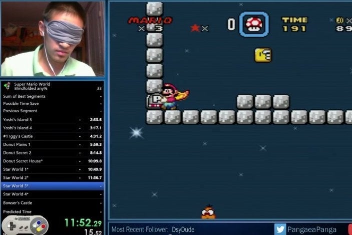 Image for Blindfolded man conquers Super Mario World in 23 minutes