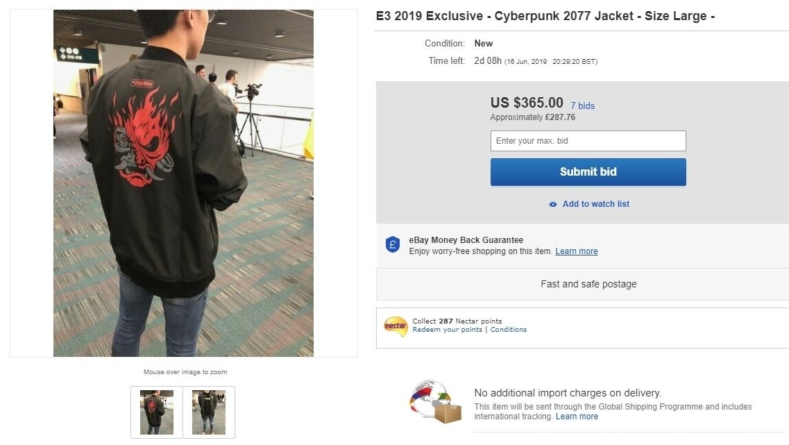 Image for CD Projekt warns against buying Cyberpunk 2077 E3 jackets on eBay after listings pop up for over $400