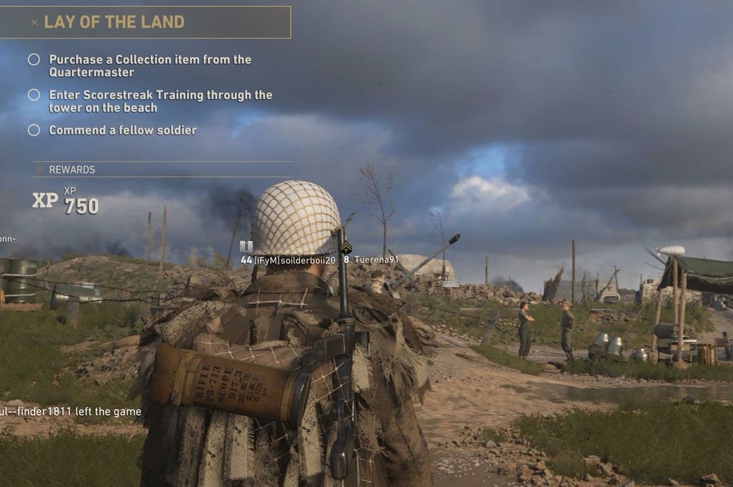 Imagem para Call of Duty WW2: como felicitar um companheiro, mesmo com o Quartel-general vazio