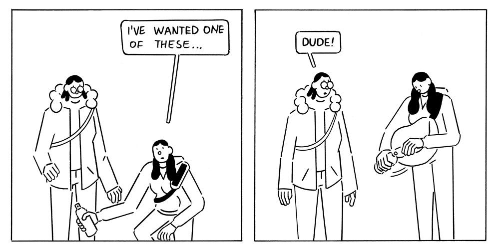 Two panels from Sophie Yanow's Contradictions
