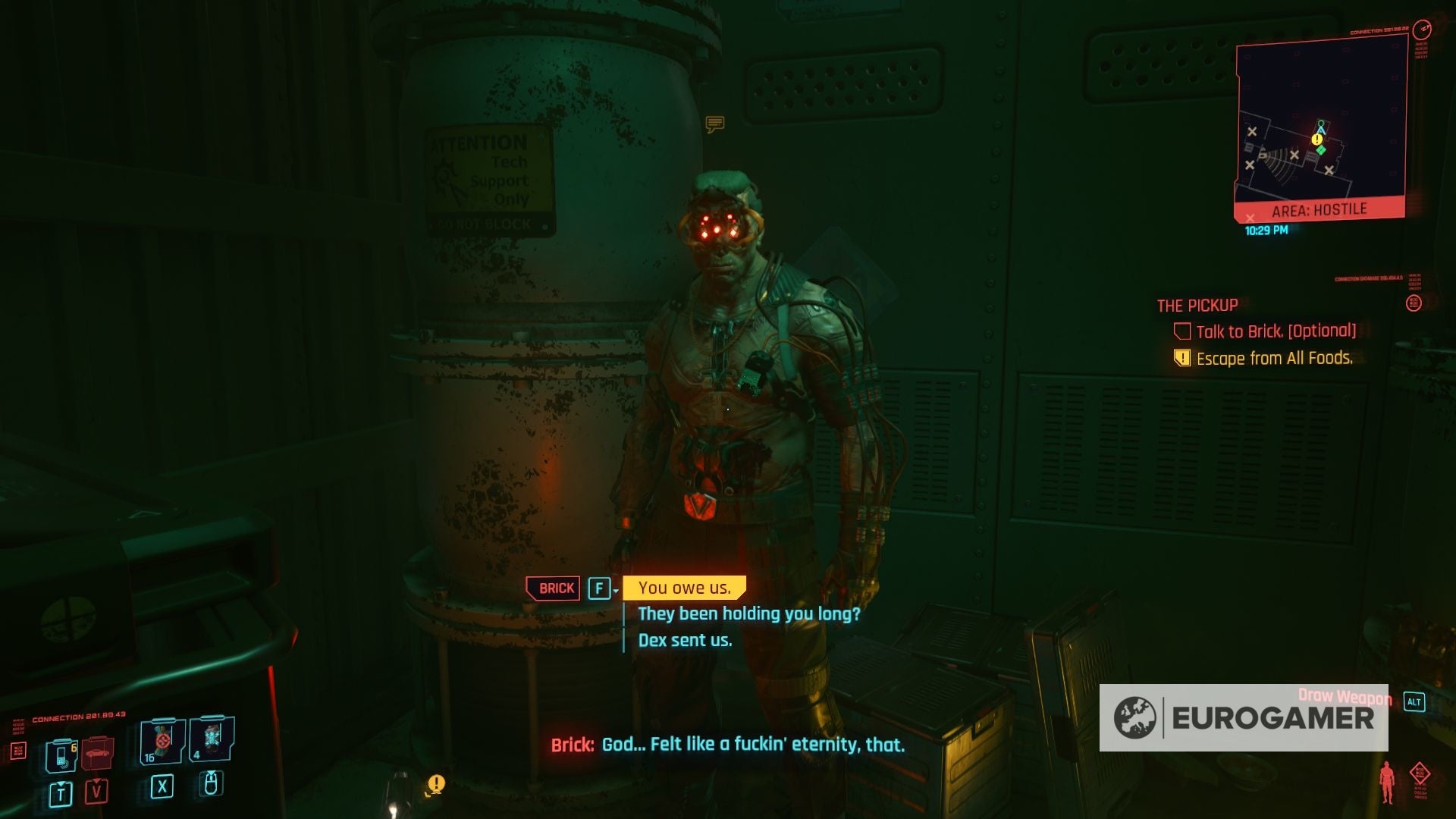 Cyberpunk 2077 Freeing Brick  How to free Brick and disarm the trap in Cyberpunk 2077 s The Pickup - 45