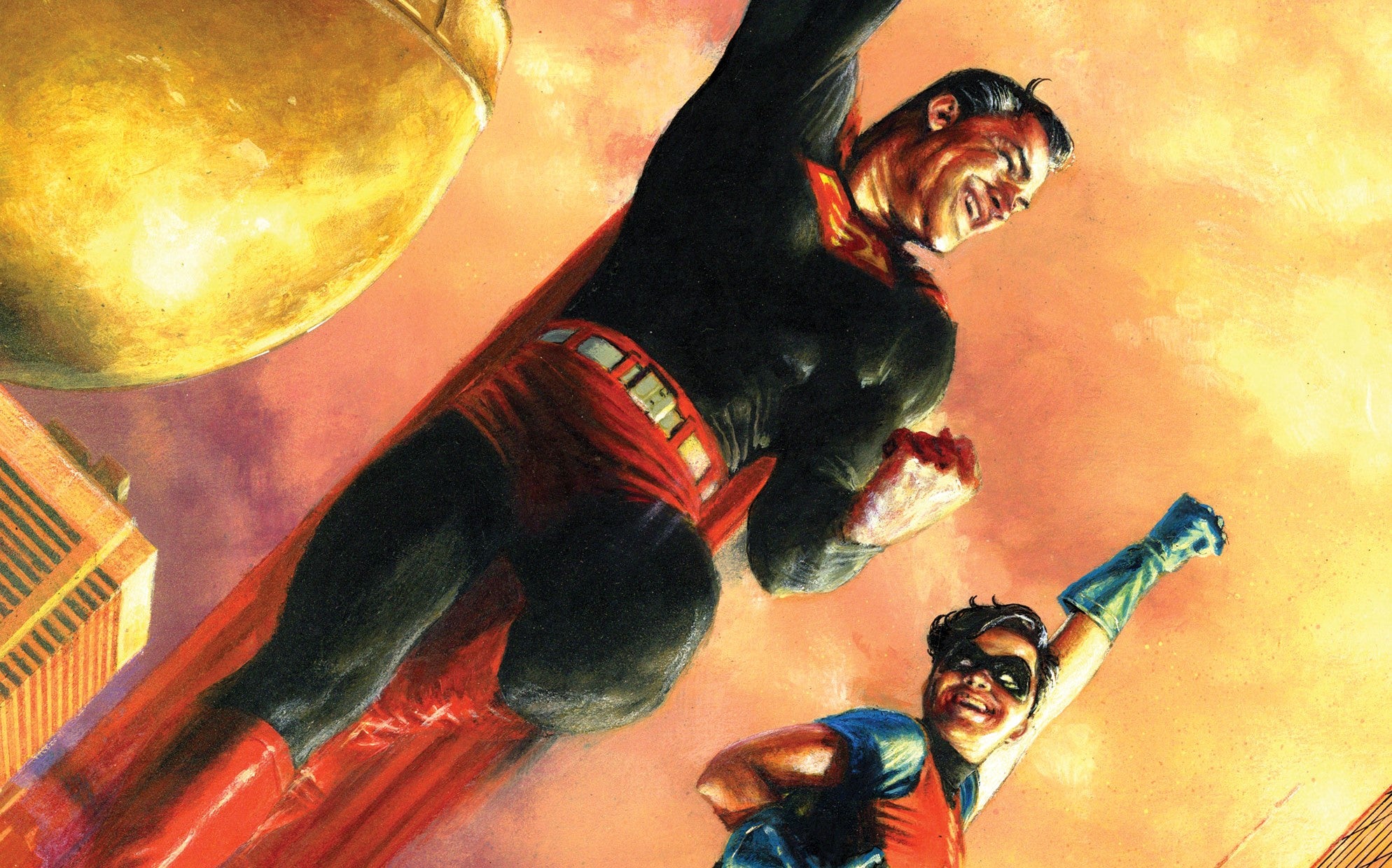 Superman flying alongside Jonathan Kent