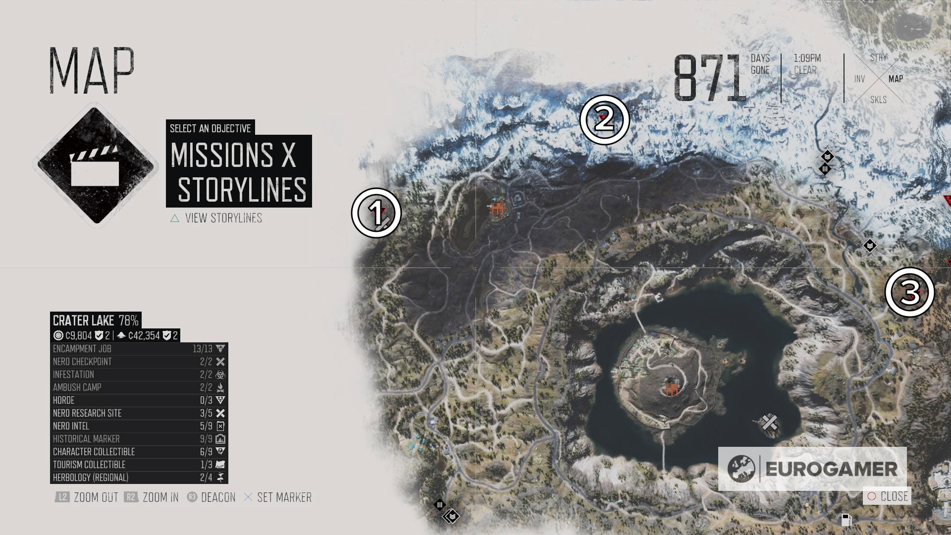 Карта всех гнезд days gone