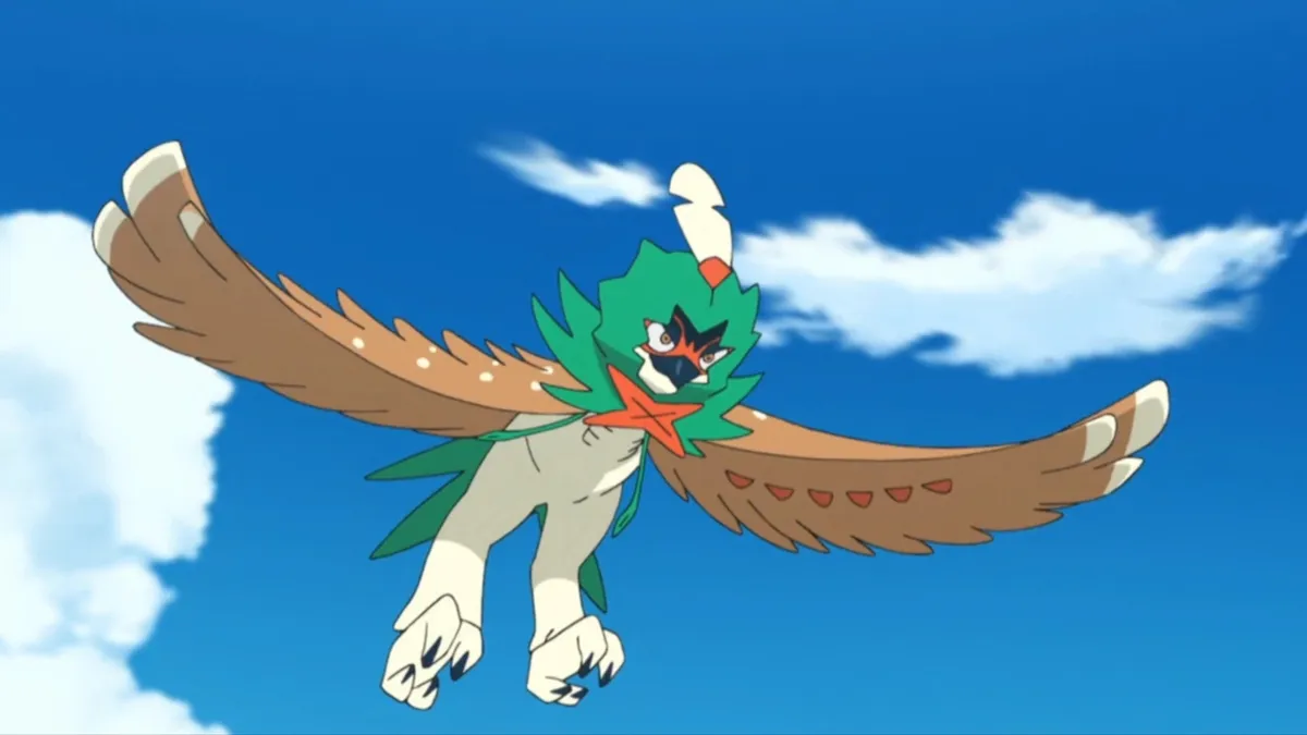 Afbeeldingen van Decidueye komende twee weekenden beschikbaar in Pokémon Scarlet en Violet Black Crystal Tera Raids