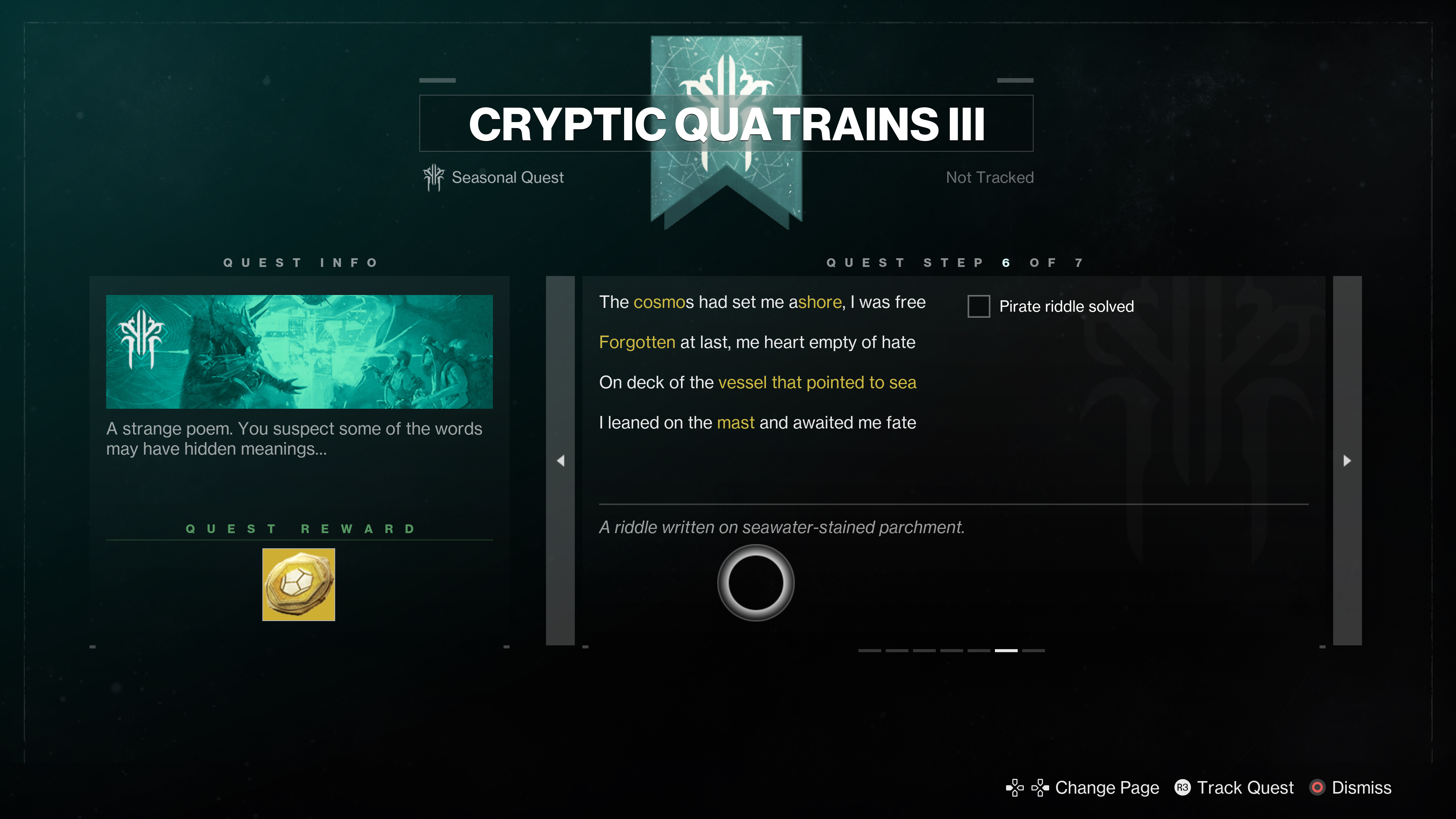 Destiny 2 Cryptic Quatrains quest solutions  including how to solve pirate riddles - 40