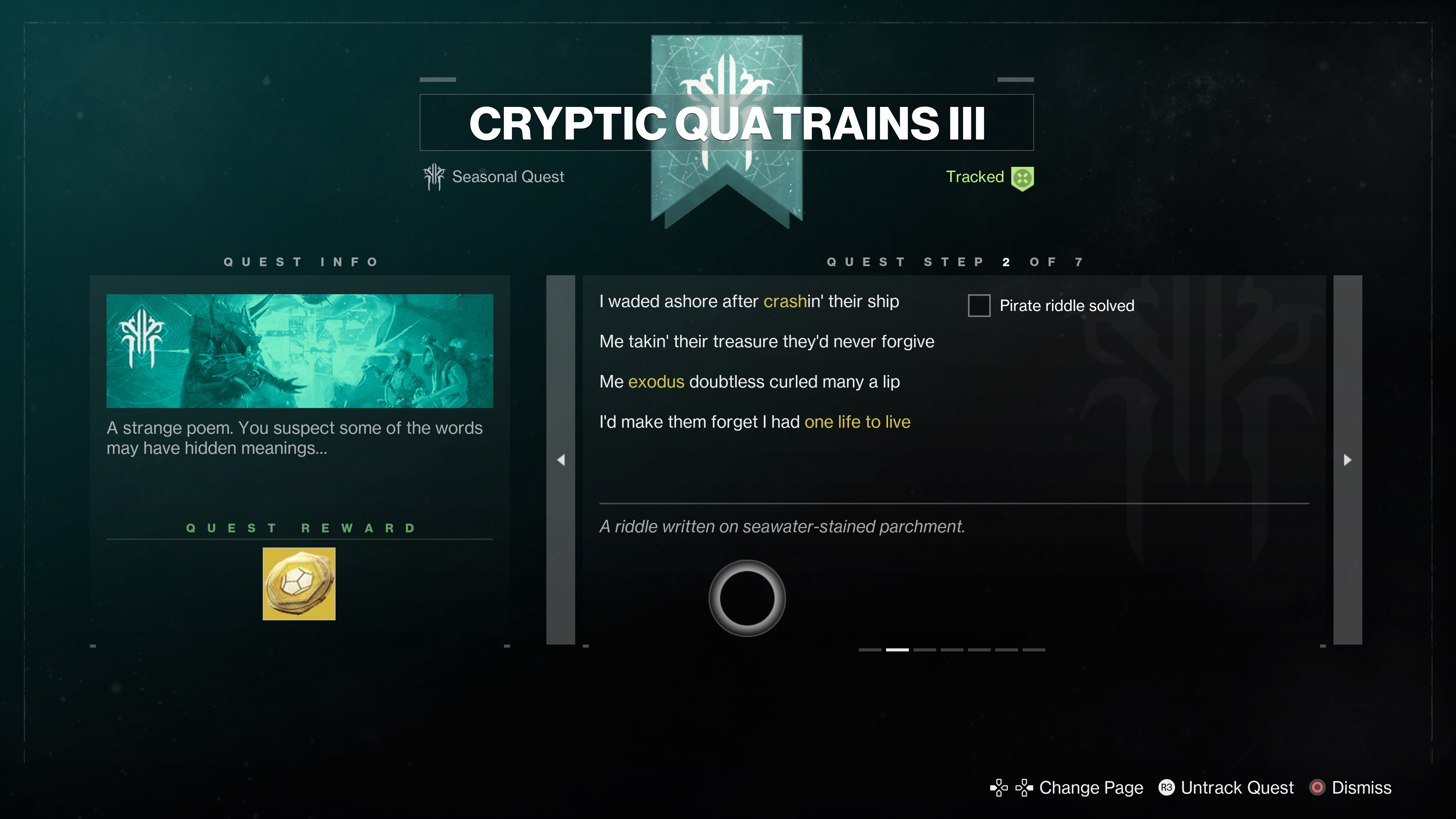Destiny 2 Cryptic Quatrains quest solutions  including how to solve pirate riddles - 94