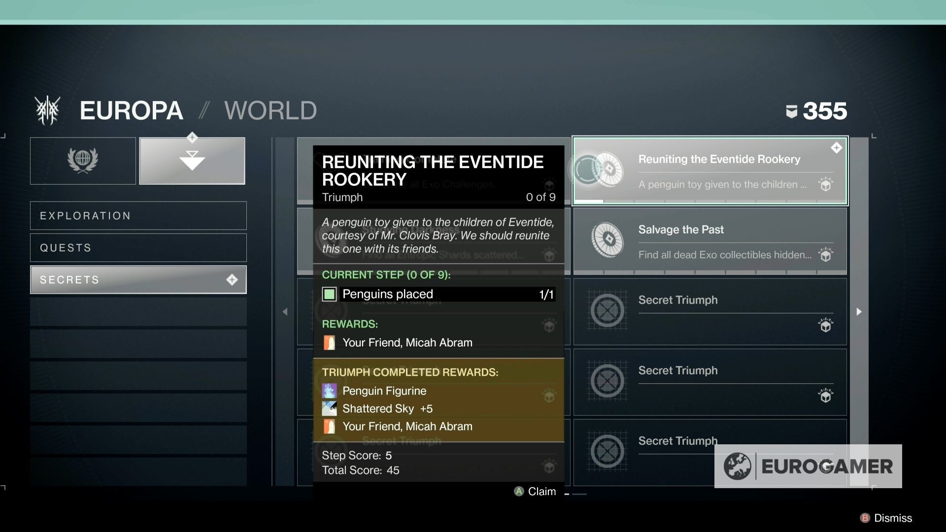 Destiny 2 penguin locations  Where to find all penguin souvenirs to complete Reuniting the Eventide Rookery - 63