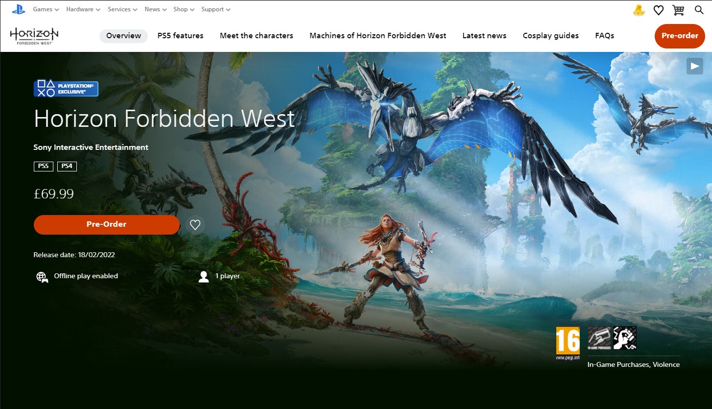 One final FYI  Sony is charging  10 more for Horizon Forbidden West on PS5 than you need to pay - 50