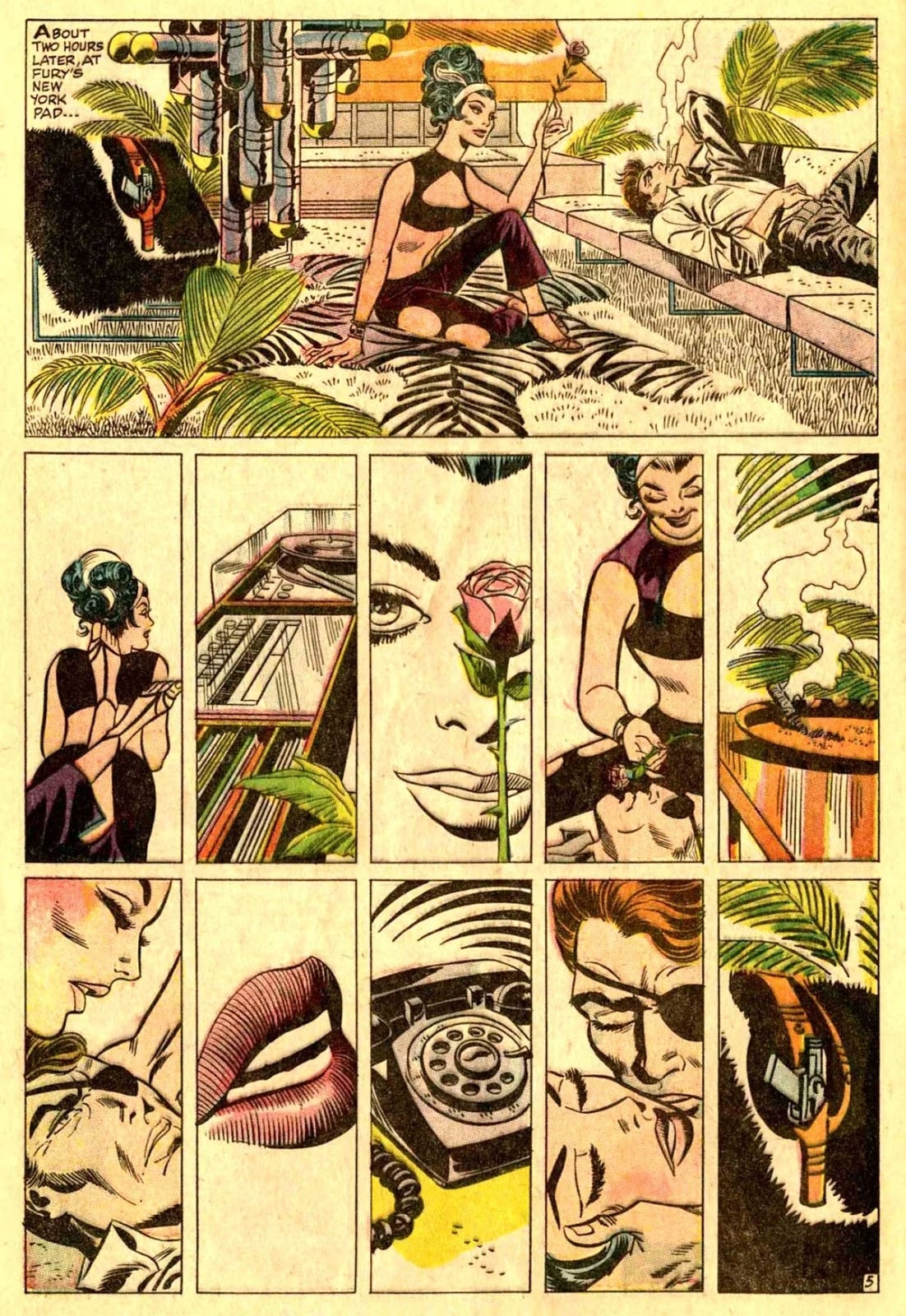 Published version of the seduction scene (art by Jim Steranko)