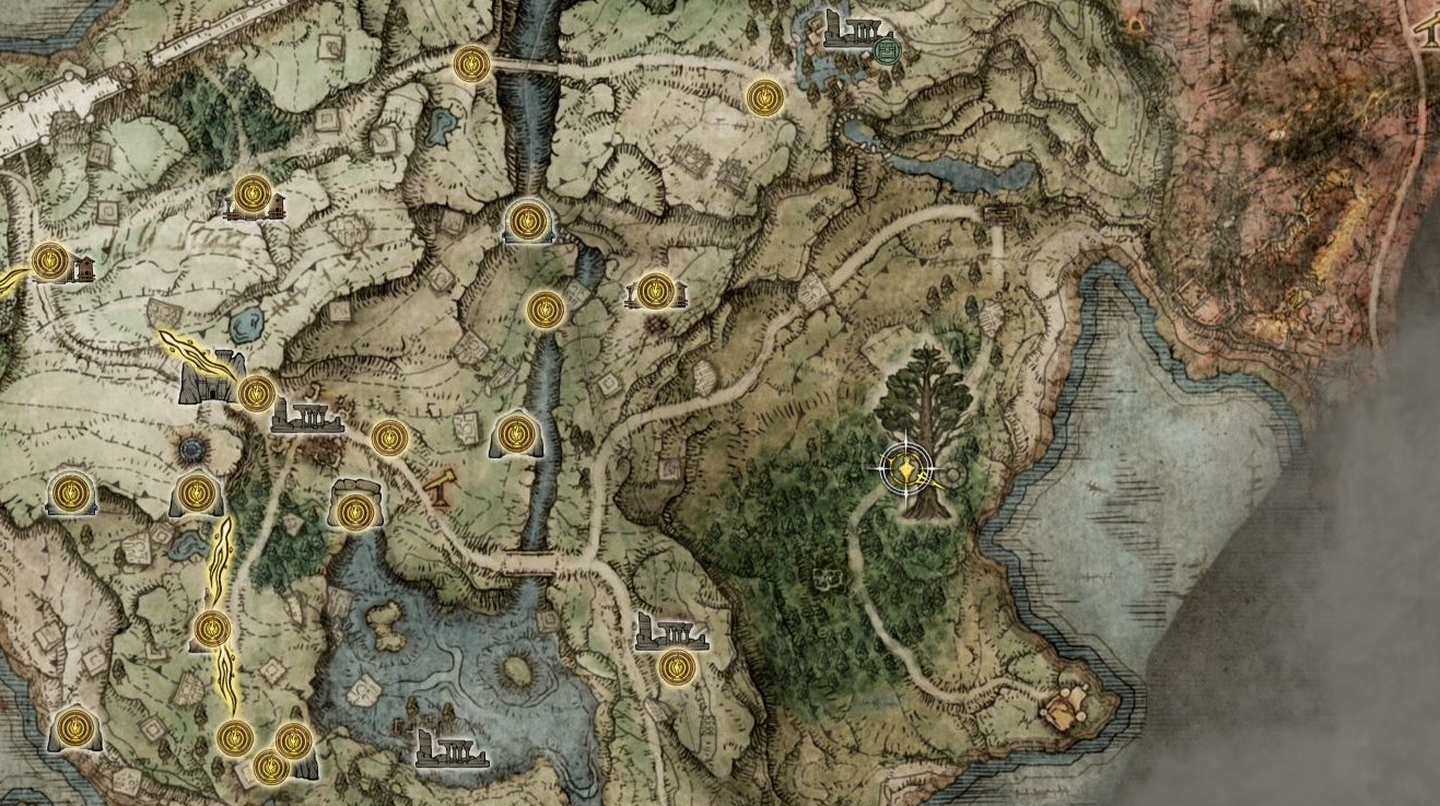 Imagem para Elden Ring - Fragmentos de Mapa - Onde estão os fragmentos de mapa de Limgrave, Weeping Peninsula