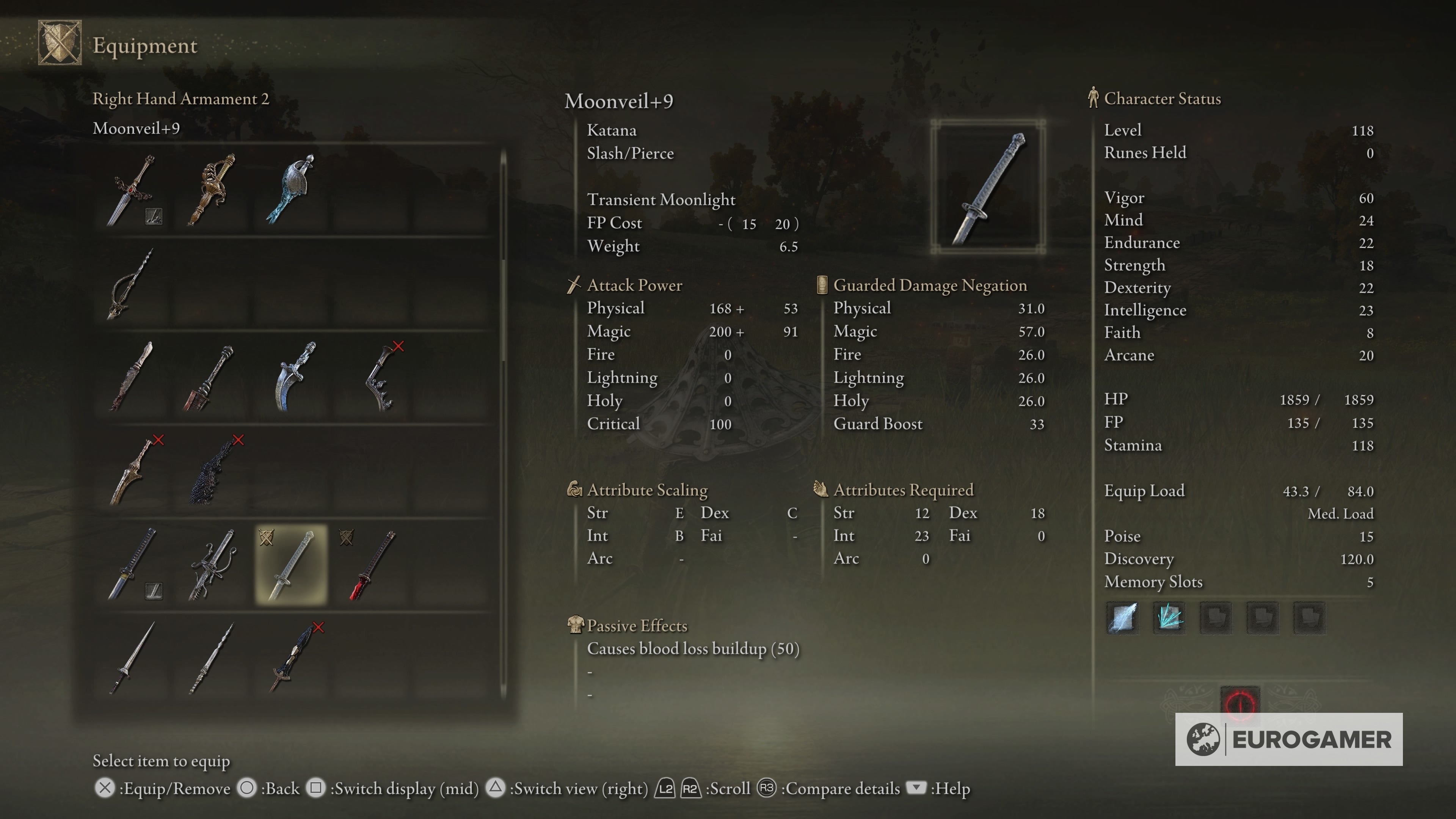 Elden Ring Samurai build stats  equipment recommendations - 15