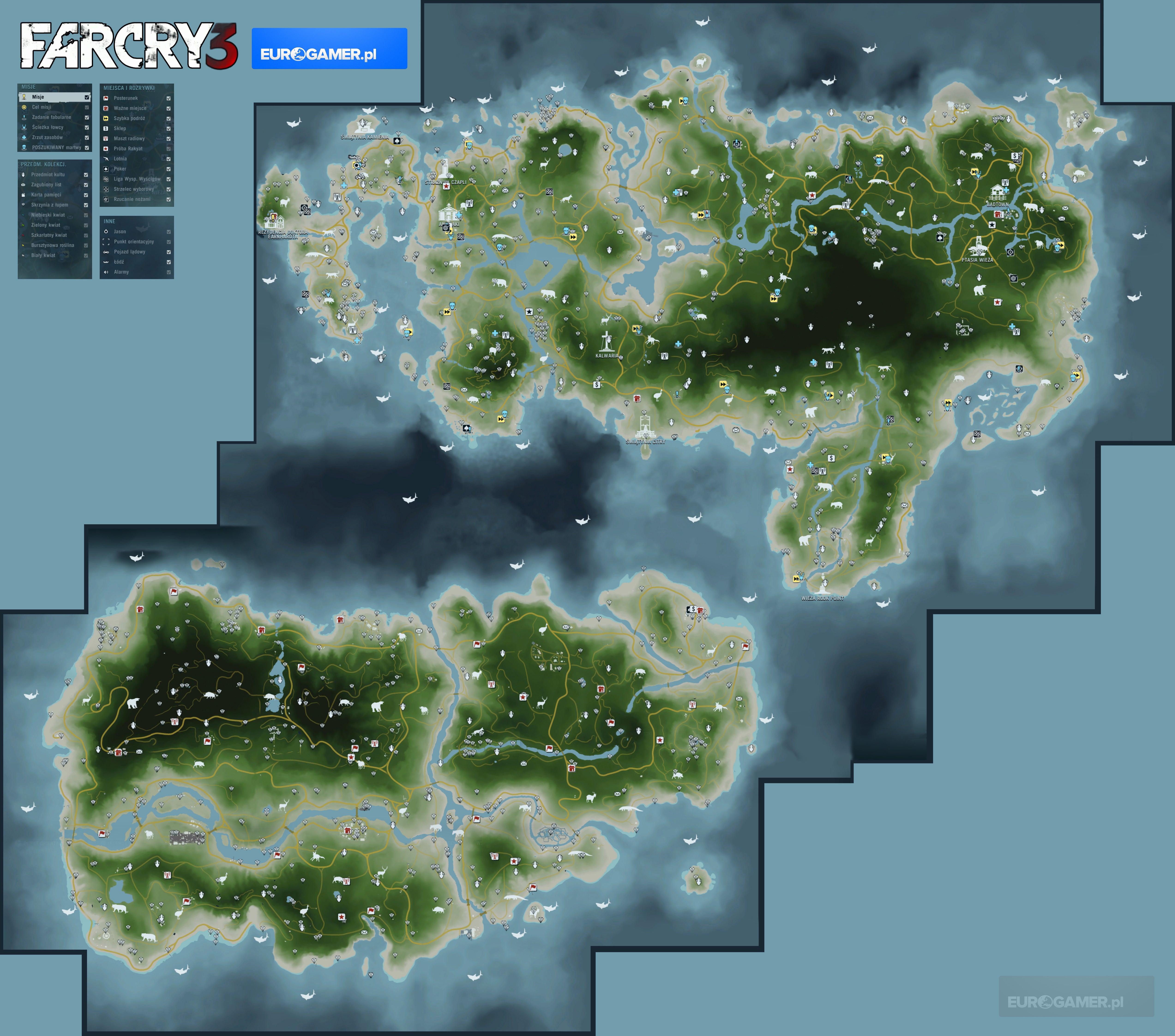 Guía Far Cry - Mapa de la isla - Torres de radio, puestos de avanzada, reliquias, cartas de los perdidos | Eurogamer.es