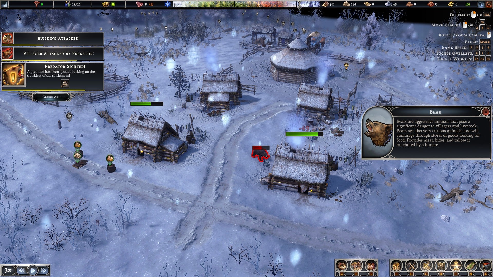 A bear attacks a small, snowed-under village.