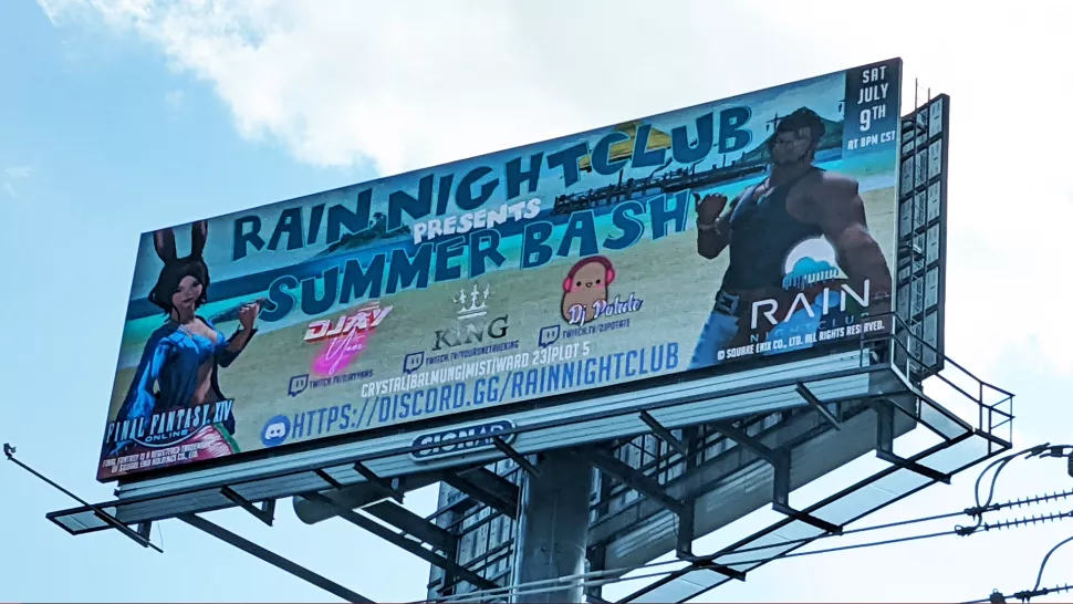 Final Fantasy 14 beach party event billboard