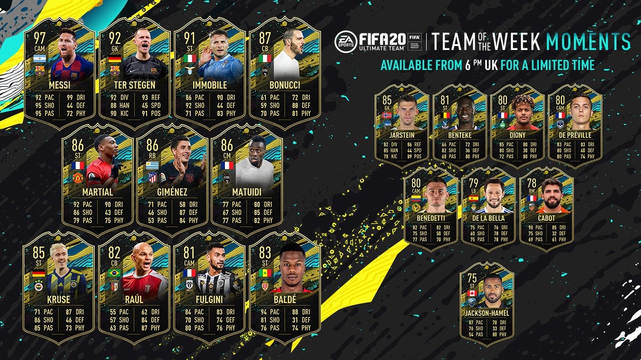 FIFA 20 TOTW Moments 5 all players included in the 5th Team of the Week Moments from 15th April - 73