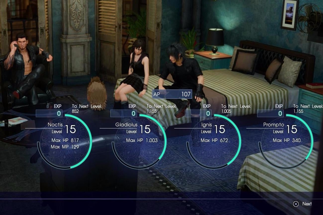 Image for Final Fantasy 15 EXP sources - How to get experience and level up fast through EXP farming, sleeping and other methods