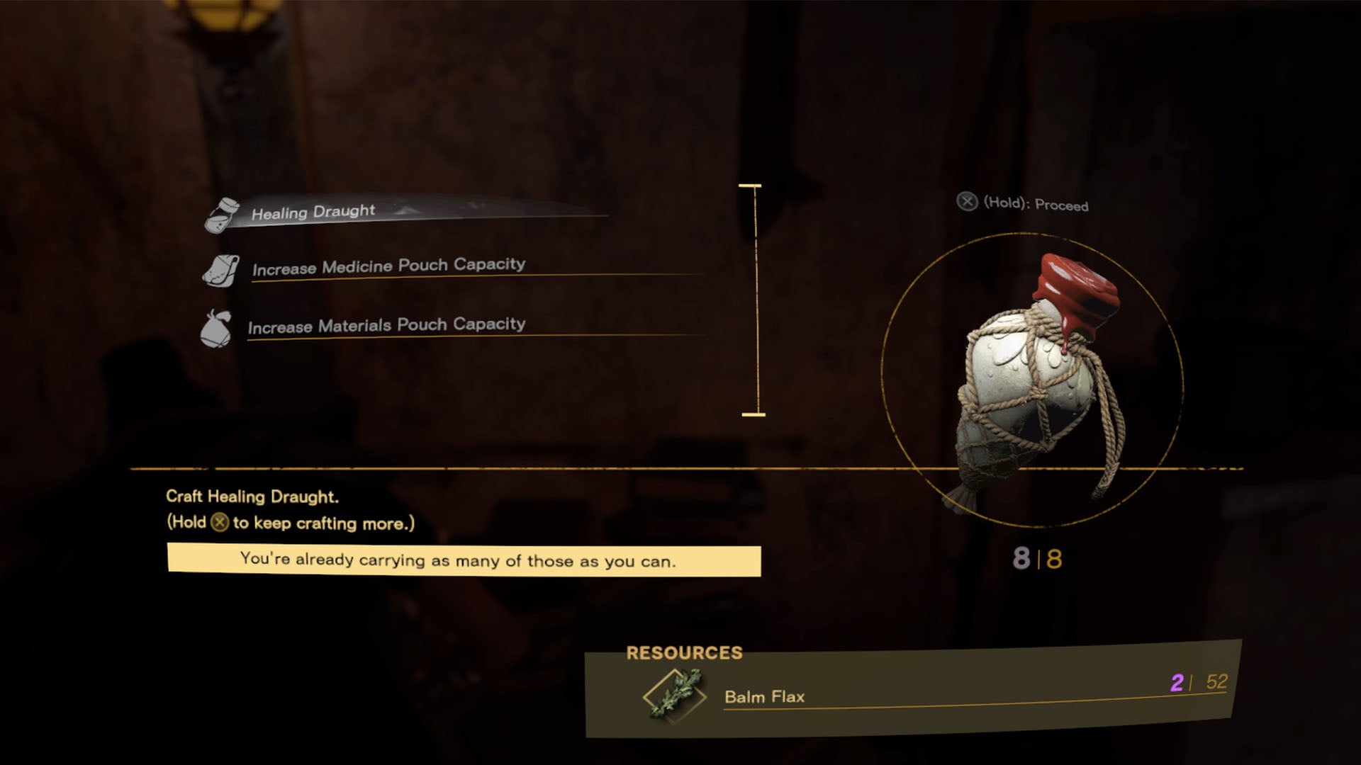 Forspoken, Crafting Items menu