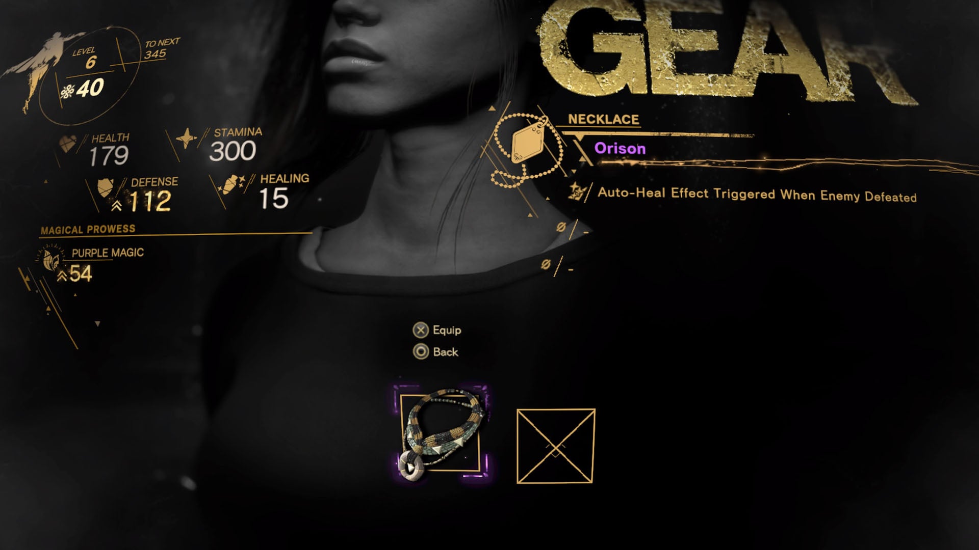 Forspoken, Gear Menu for Necklaces