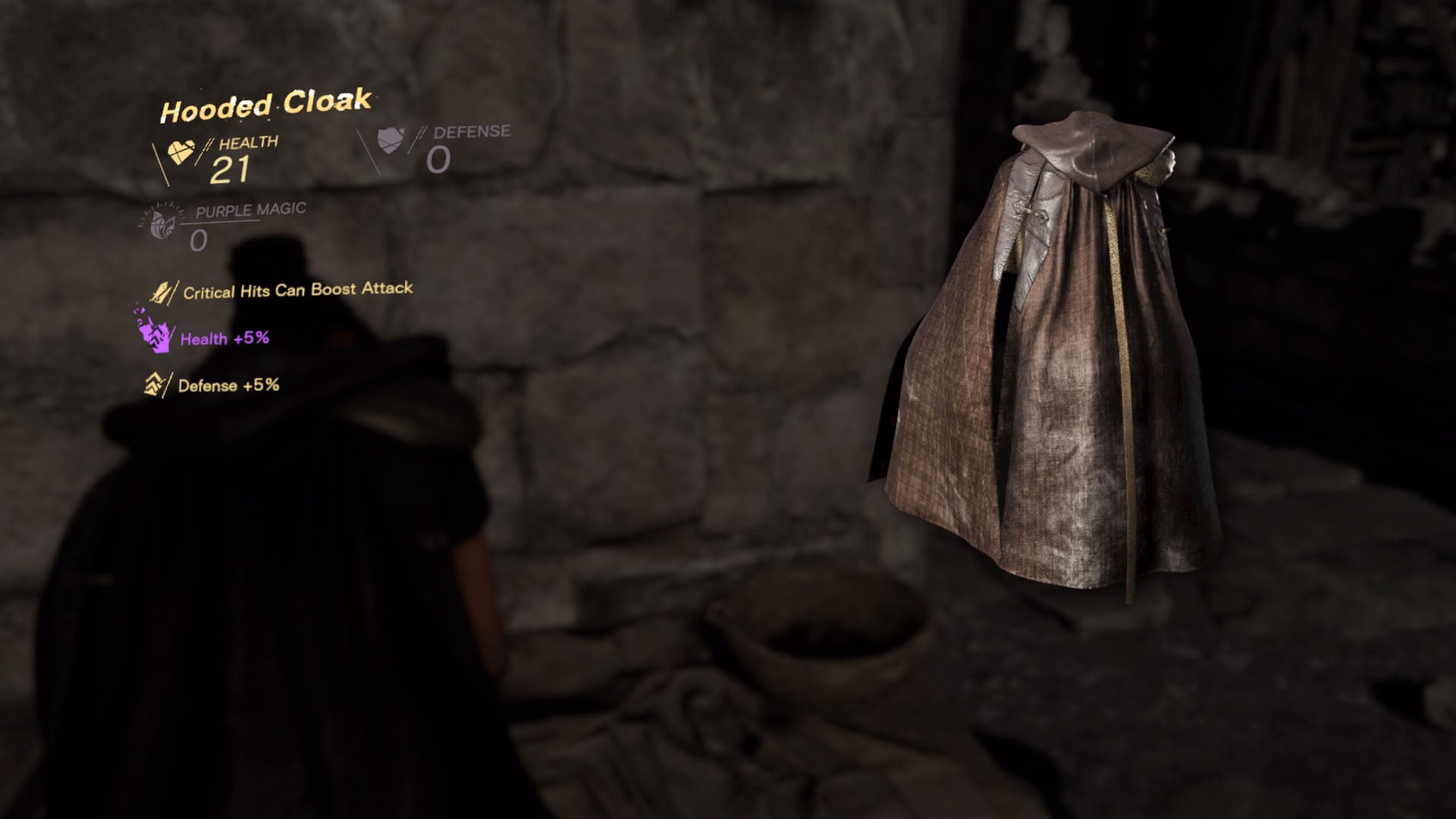 Forspoken, the upgrade menu for a hooded cape