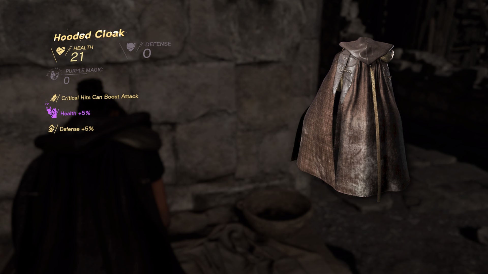 Forspoken, the upgrade menu for a Hooded Cloak