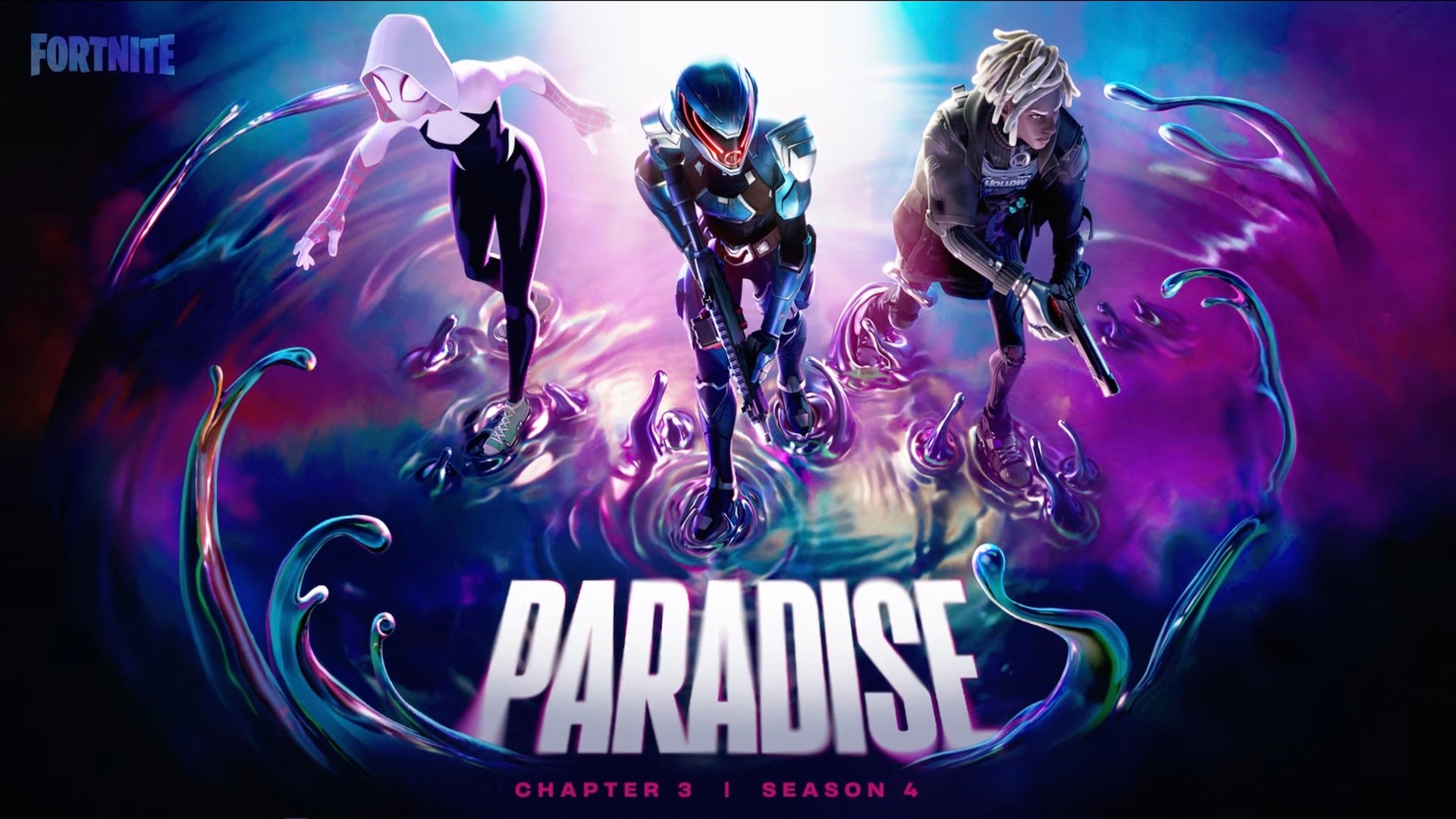 Imagen para Fortnite Capítulo 3 Temporada 4: Skins del Pase de batalla de Paraíso, incluyendo Spider-Gwen, La Paradigma y Twyn