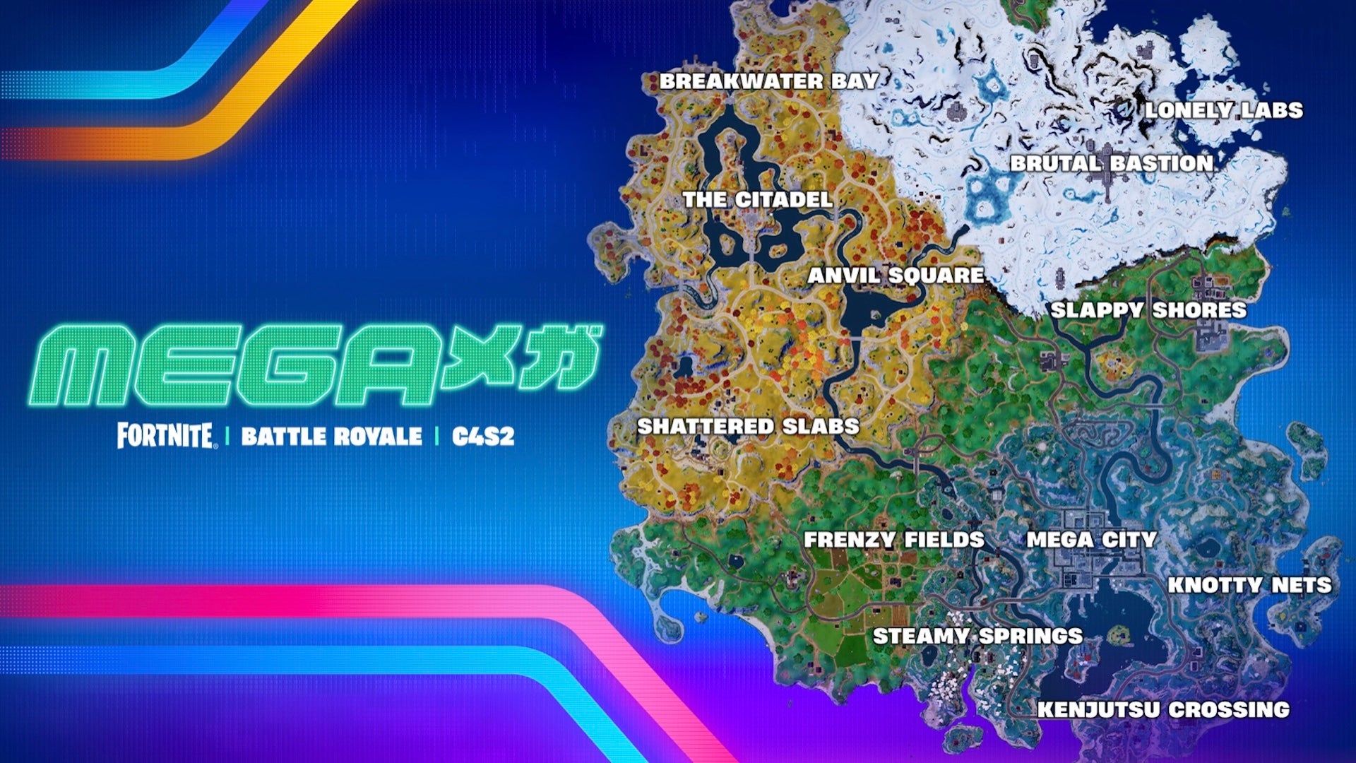 Image for Fortnite Chapter 4 Season 2 map, named locations and landmarks explained