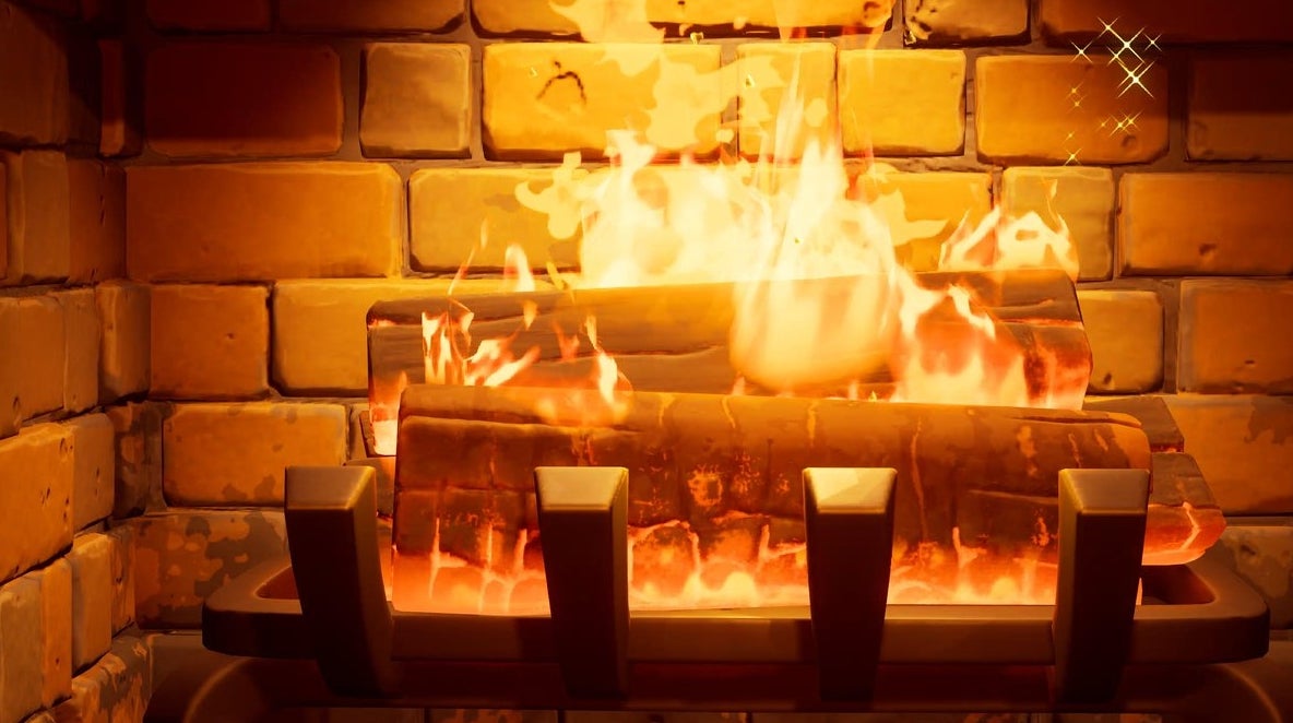 Image for Fortnite: Warm yourself at the Yule Log in the Cozy Lodge location explained