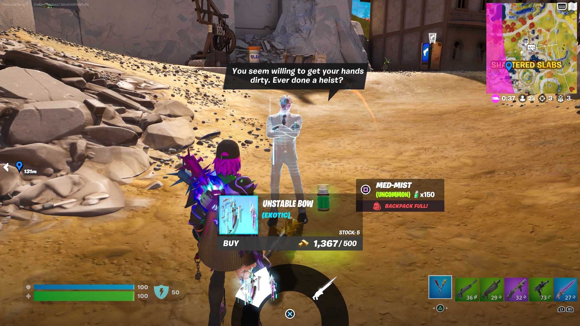 Where to purchase an Exotic weapon from a character in Fortnite - 50