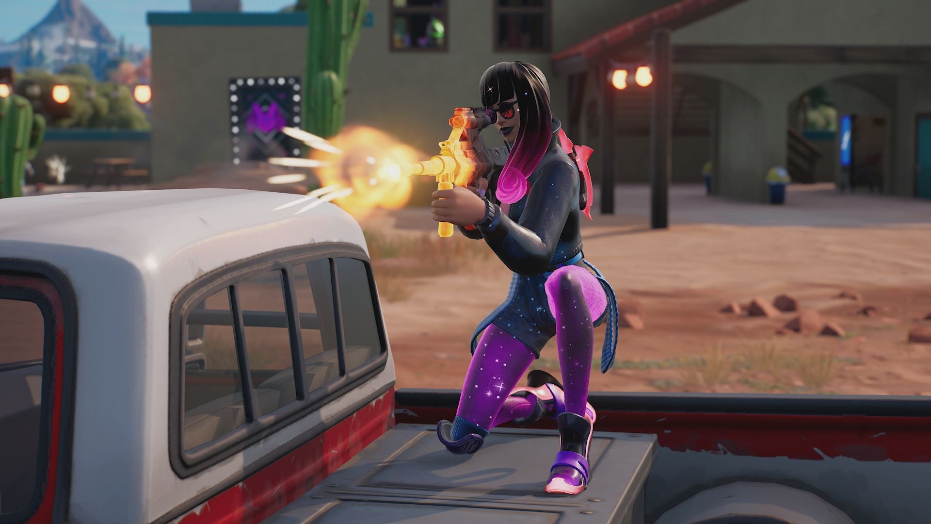 Image for How to damage opponents while riding in or standing on a vehicle in Fortnite