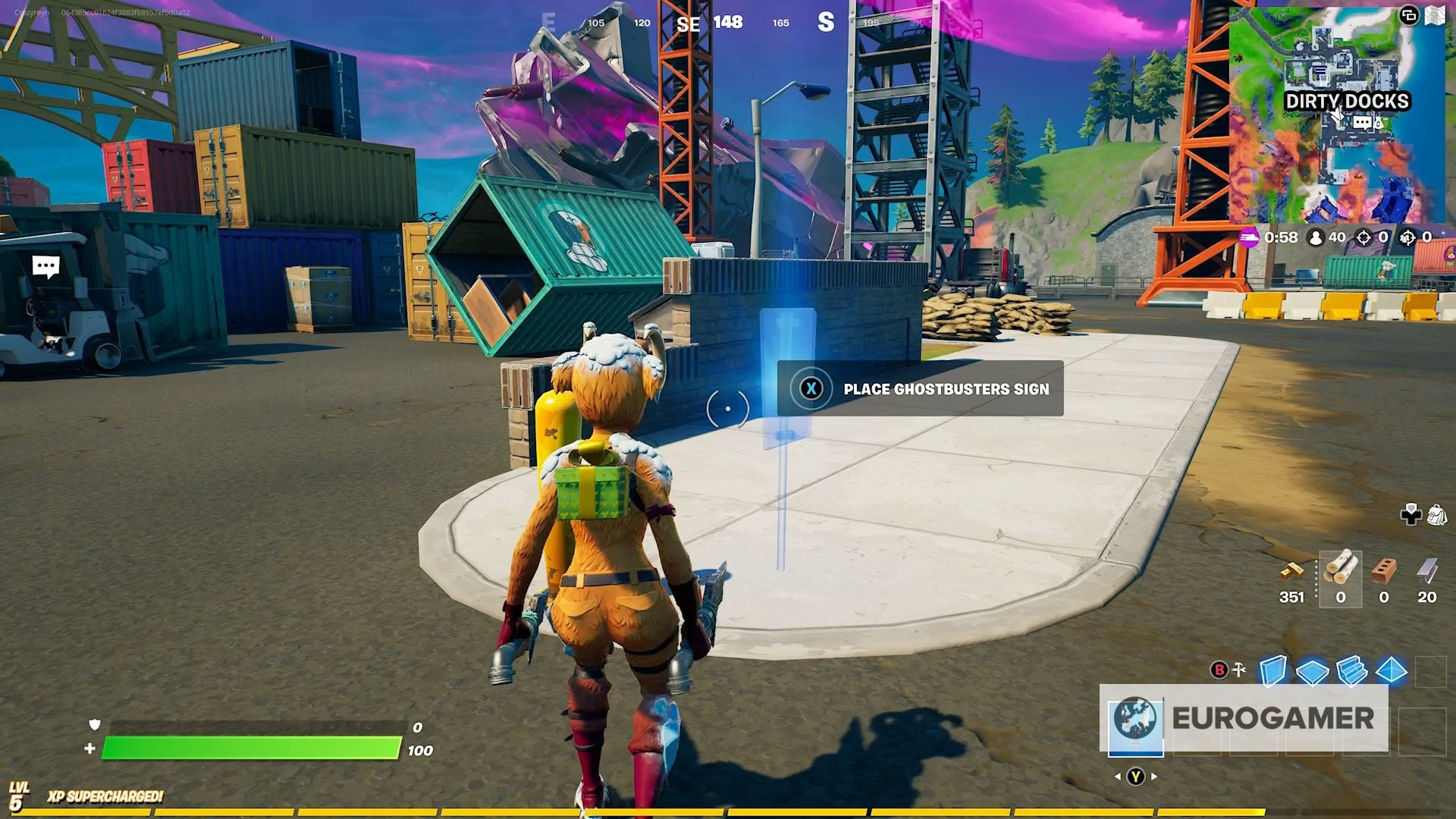 Fortnite Ghostbusters Signs locations in Holly Hedges  Dirty Docks or Pleasant Park - 88