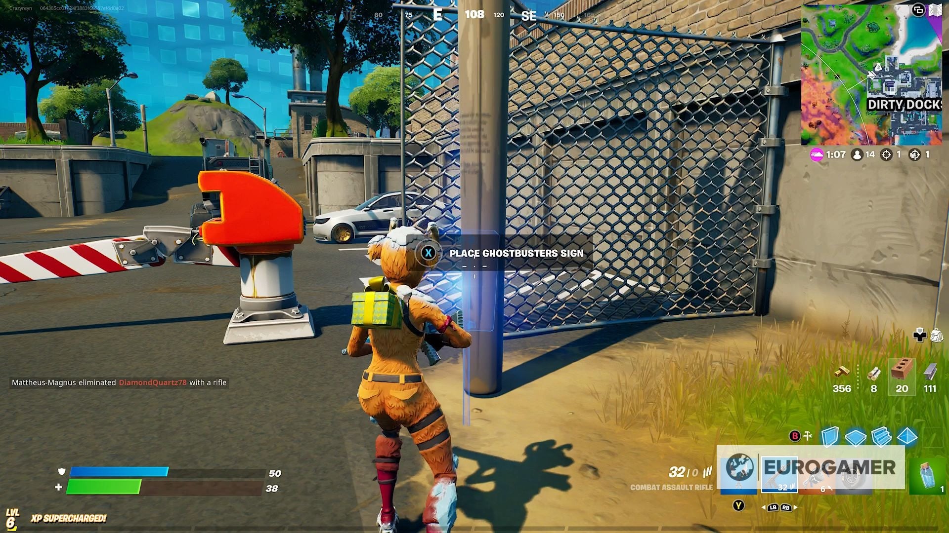 Fortnite Ghostbusters Signs locations in Holly Hedges  Dirty Docks or Pleasant Park - 4