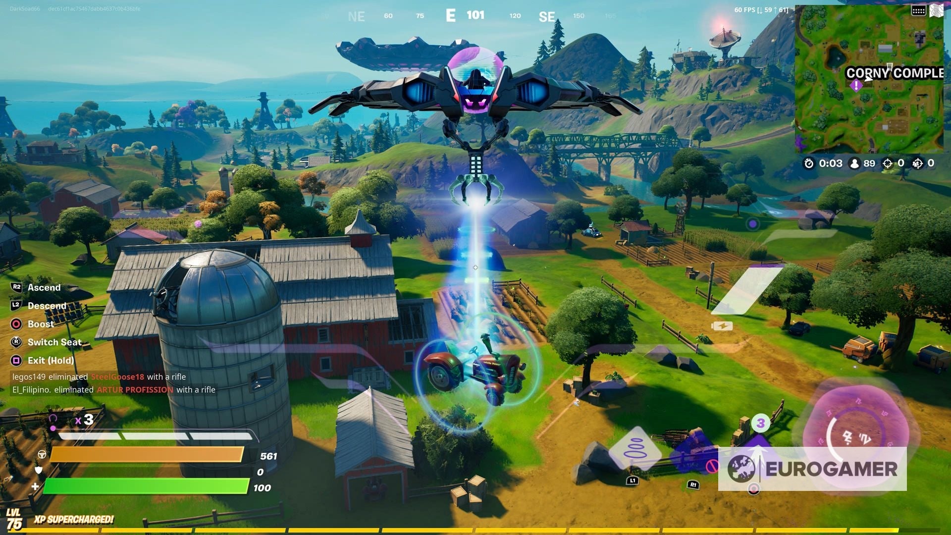 Fortnite  How to use the Grab itron or Saucer s tractor beam to deliver a tractor to Hayseed s farm explained - 3