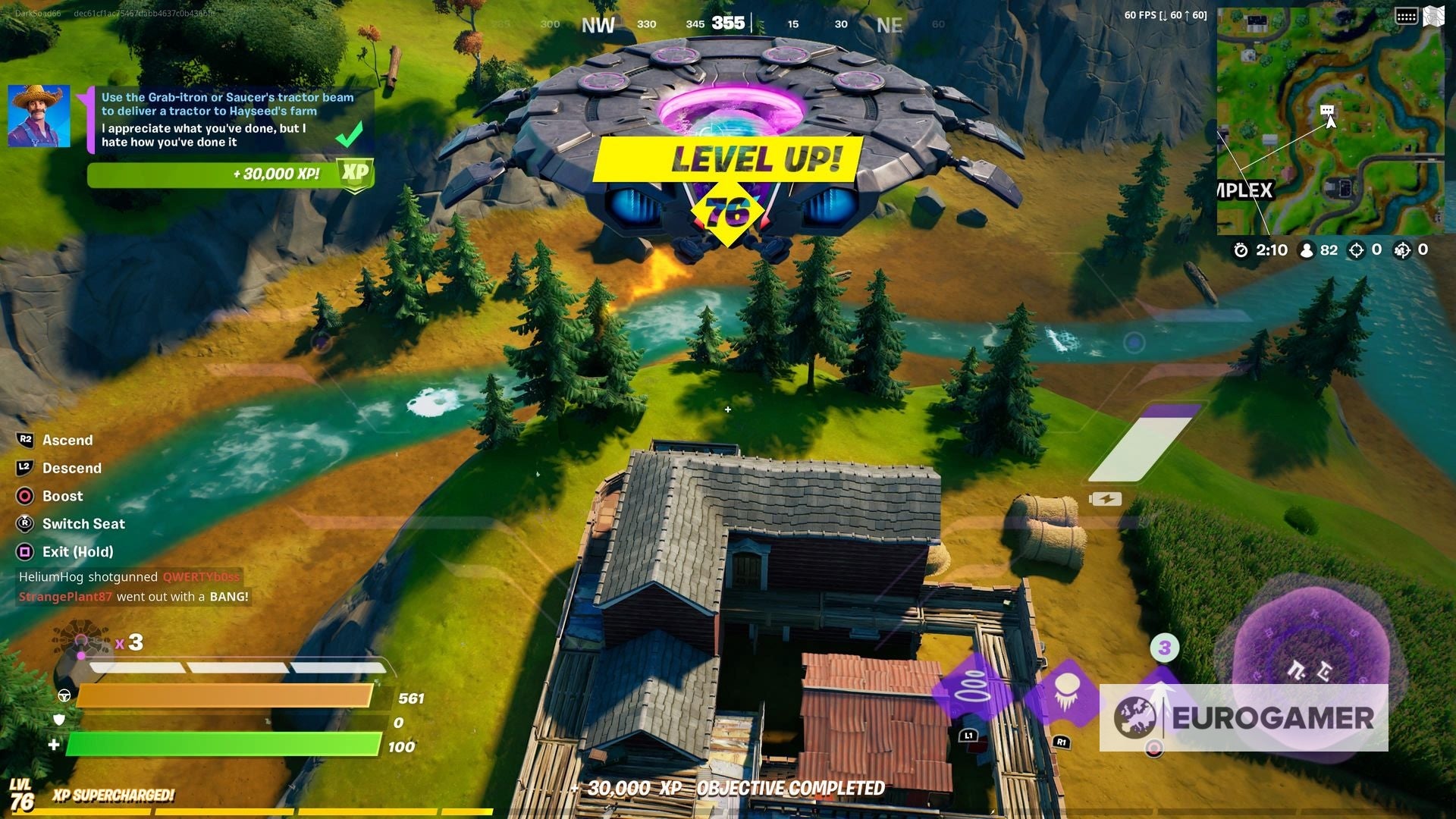 Fortnite  How to use the Grab itron or Saucer s tractor beam to deliver a tractor to Hayseed s farm explained - 89