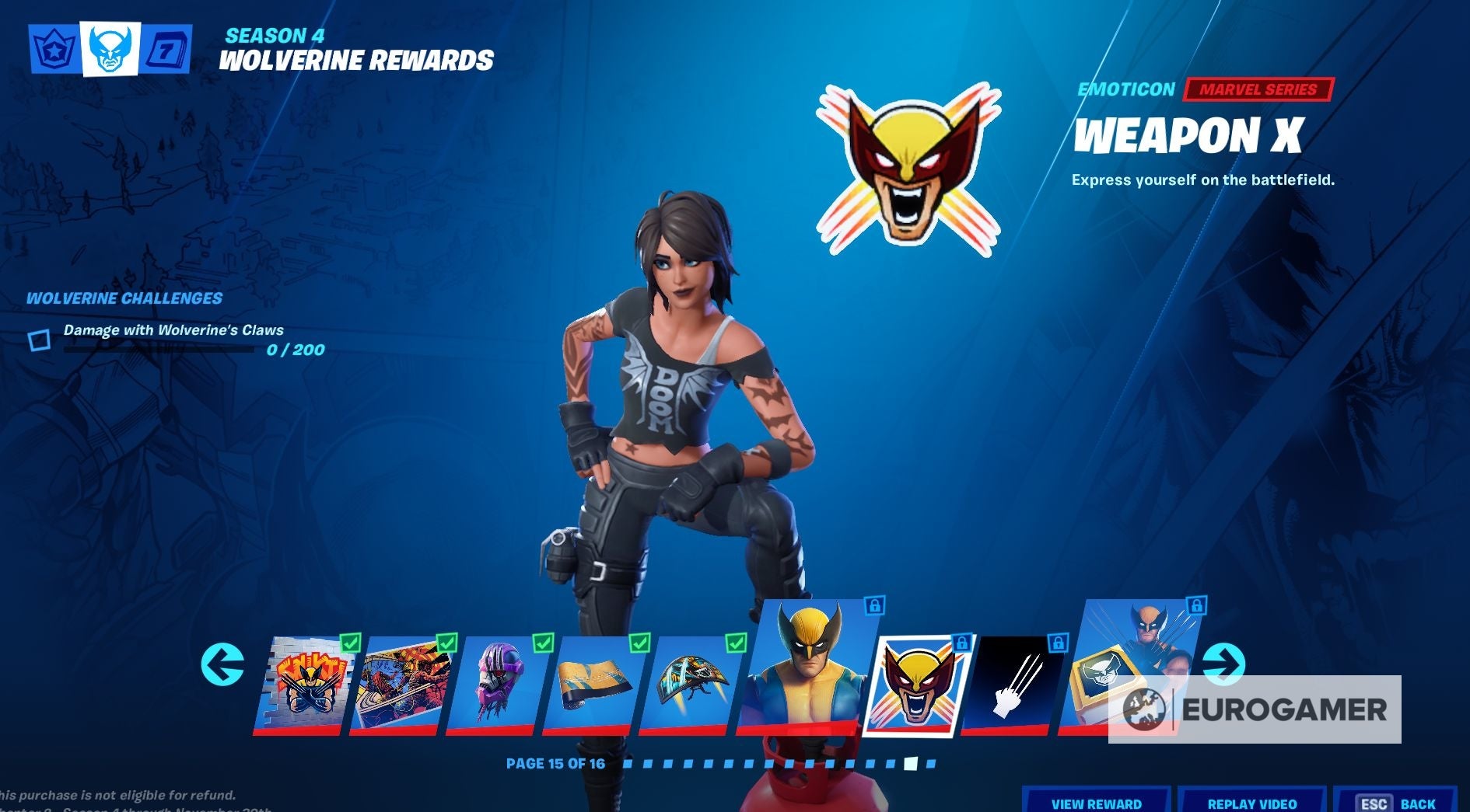 Fortnite Wolverine skin  How to unlock Wolverine and the Classic Wolverine variant by completing weekly challenges explained - 91