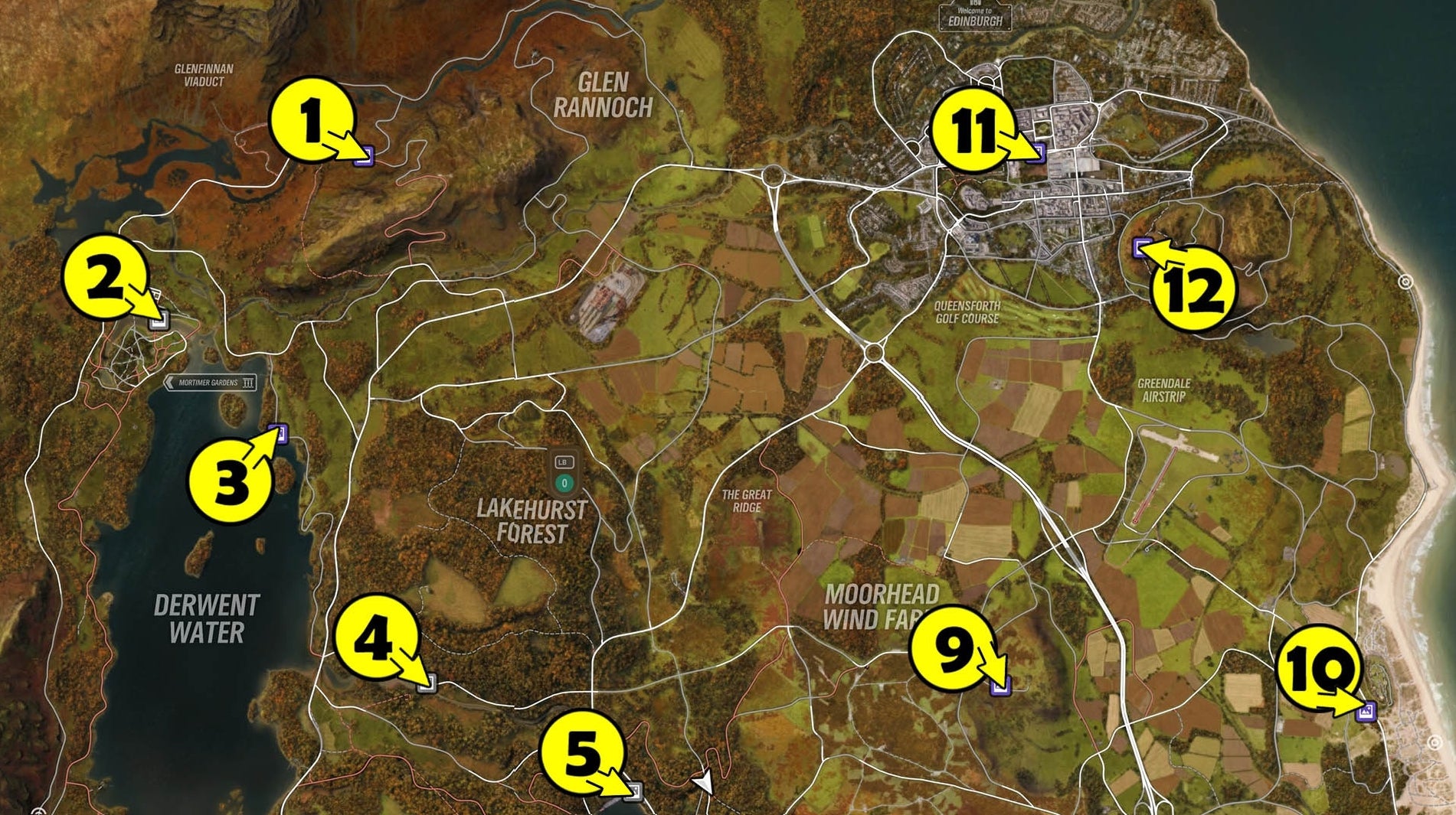 Obrazki dla Forza Horizon 4 - tablice premiowe, punkty widokowe: wszystkie znajdźki (mapy)