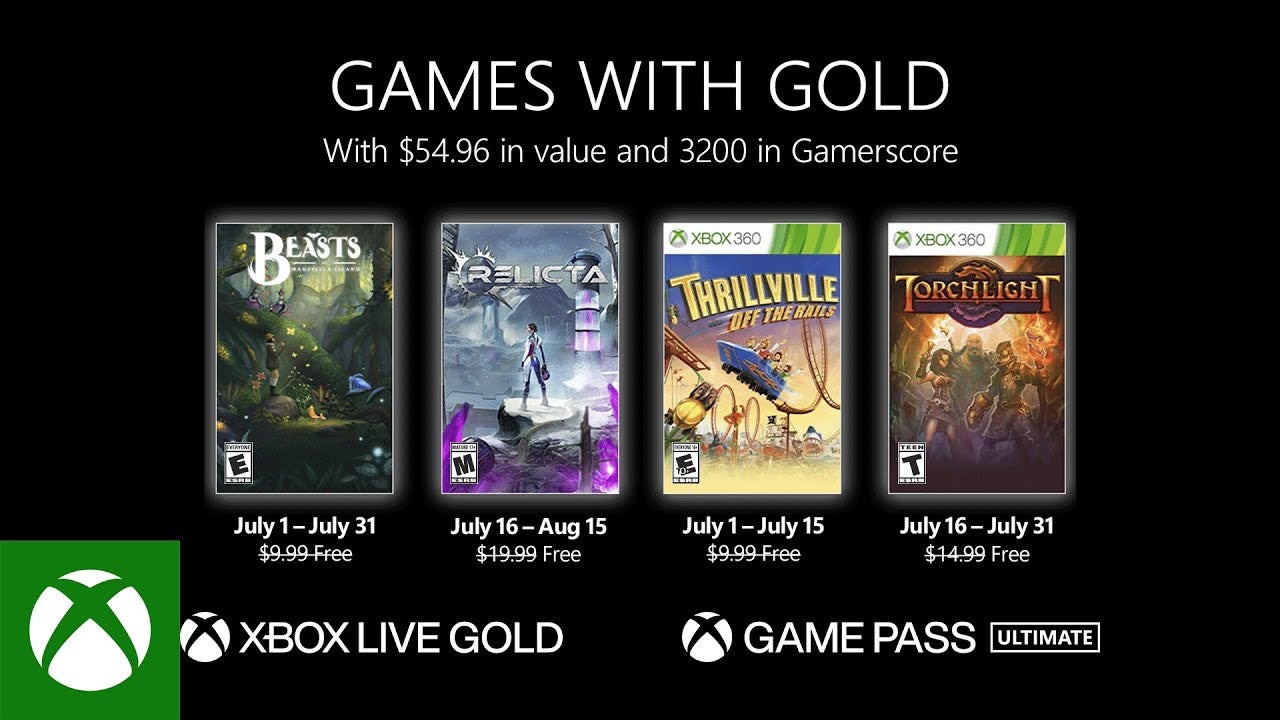 Imagem para Estes são os Games With Gold para Julho de 2022