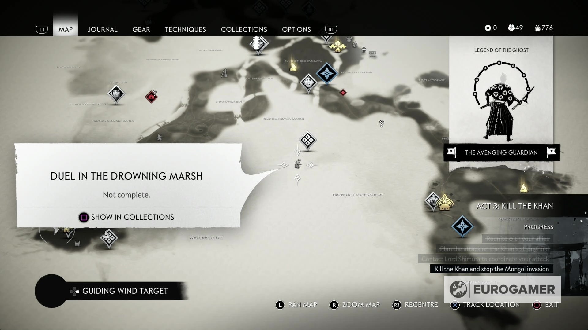 Ghost of tsushima шесть клинков кодзиро карта