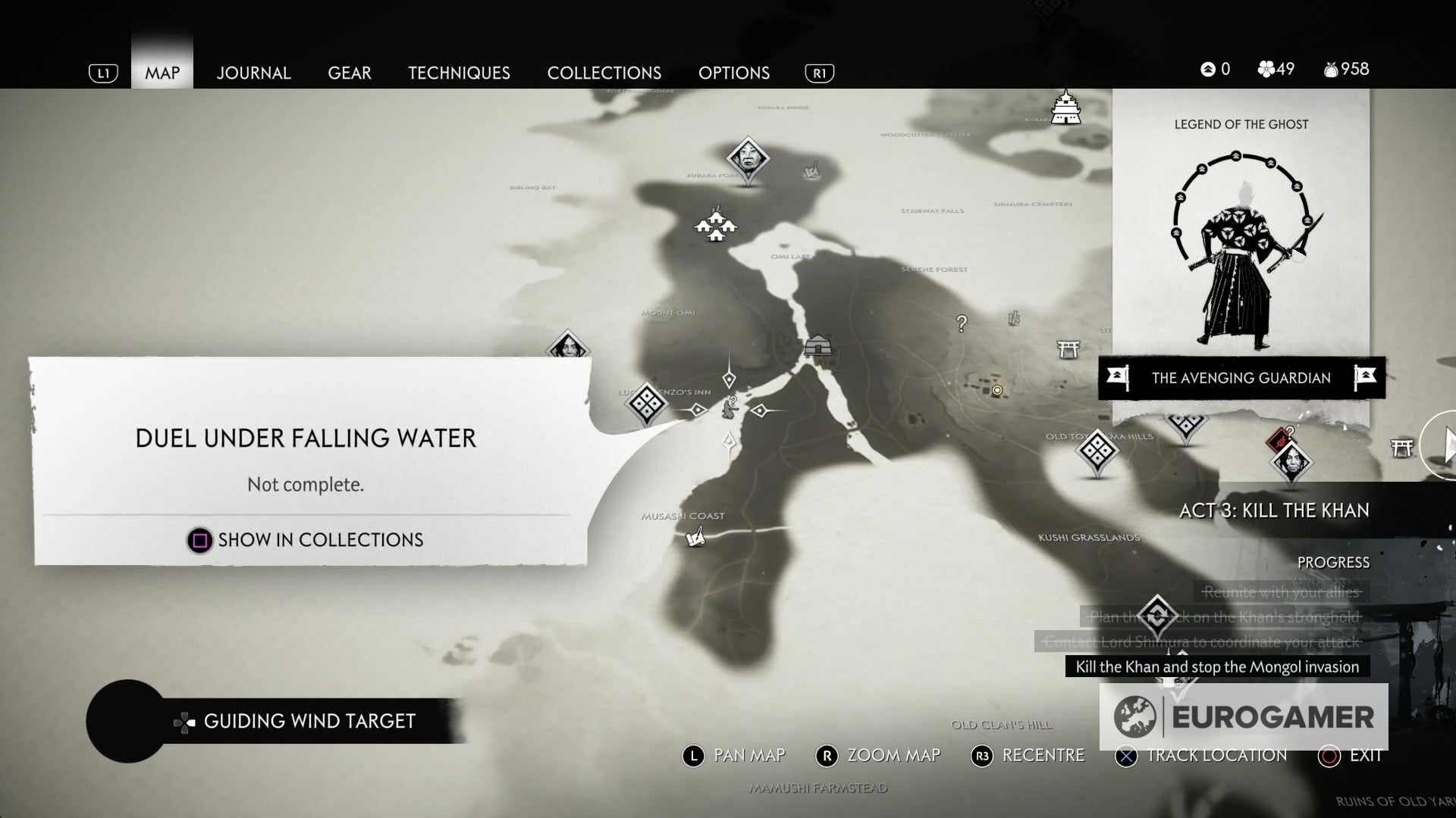 Ghost of tsushima шесть клинков кодзиро карта