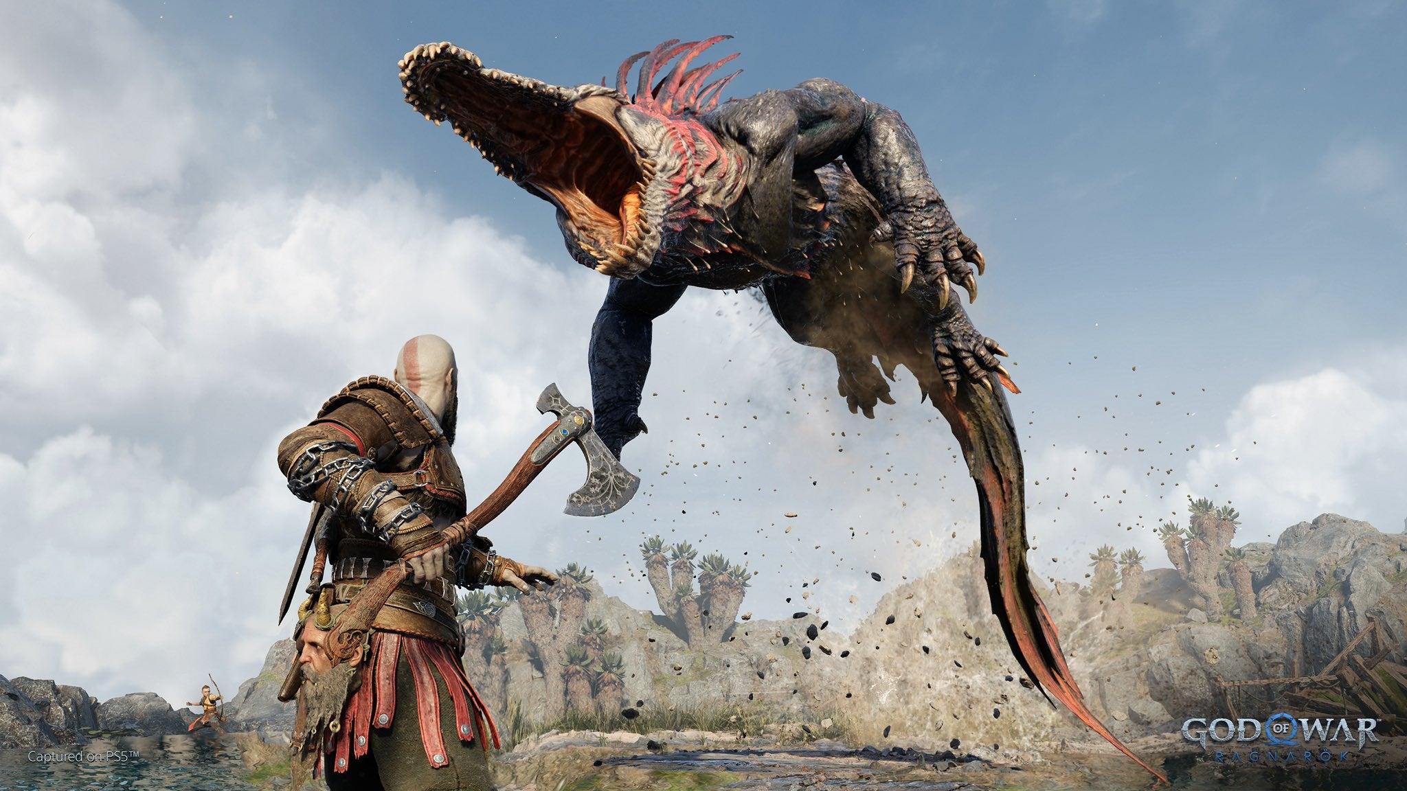 Kratos beats mythical crocodile-like beast